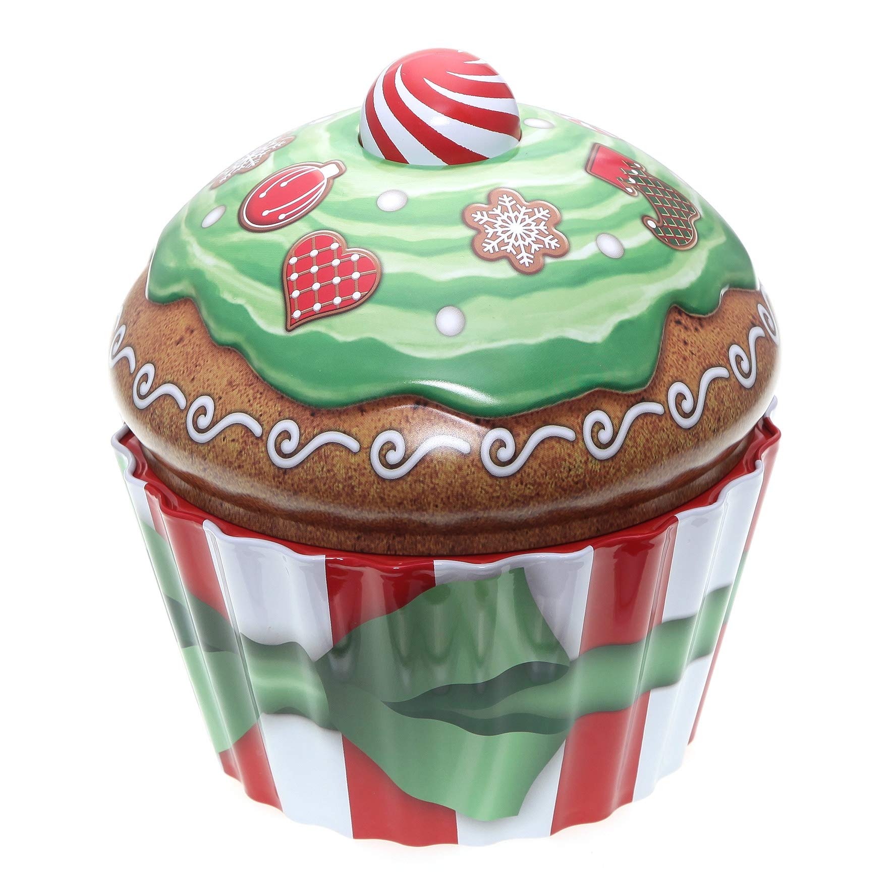 POWERHAUS24 Cup Cake Dose Merry Christmas, Keksdose, Muffindose, Aufbewahrung, Blechdose Vol. 1,5l inkl. PH24 Backrezept