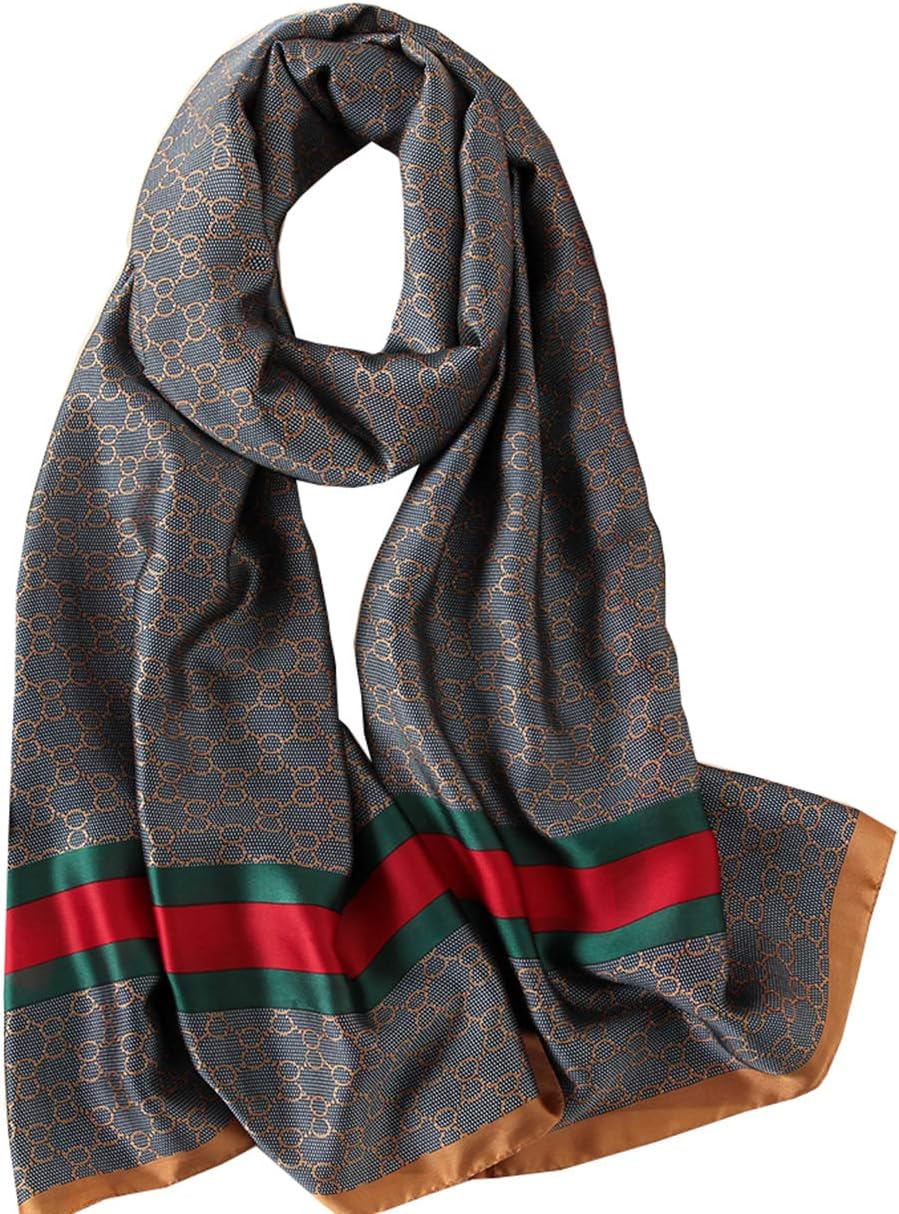 FM Womens Mulberry Silk Scarves Long Satin Lightweight Scarf For Women (H2), Medium
