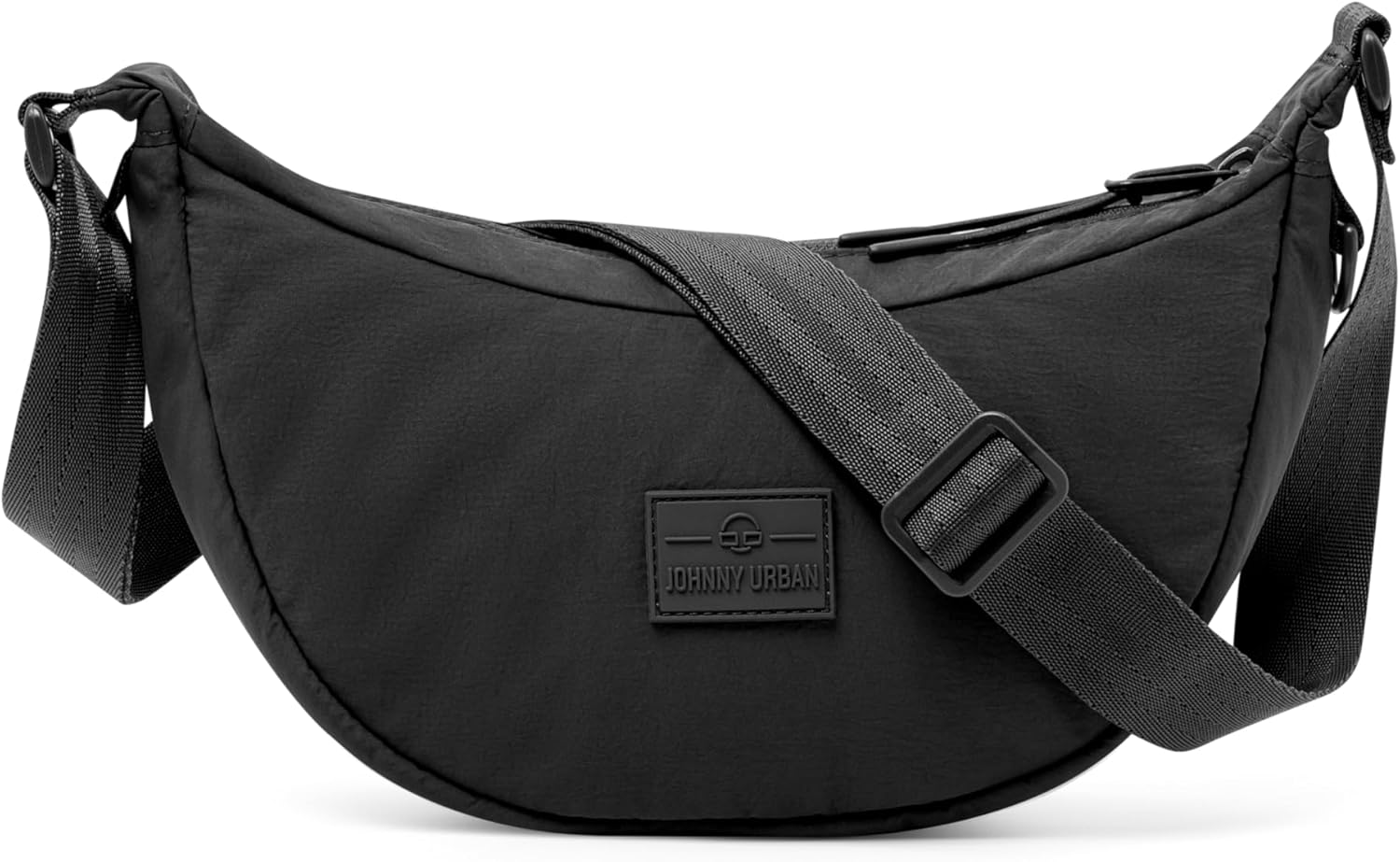 Johnny Urban Crossbody Bag Rory Half Moon Bag Design Schoudertas in halve maan stijl, halfronde tas met verstelbare riem, waterafstotend, zwart