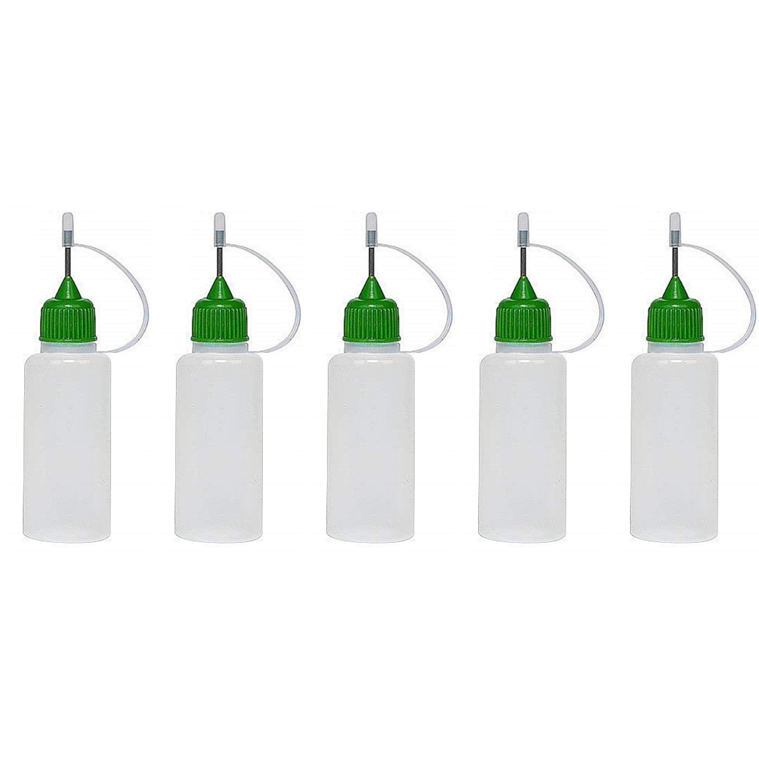 Wizard Vapes 5 x 10ml Needle Tip Bottle Squeezable Liquid Dropper E-Liquid (Green)