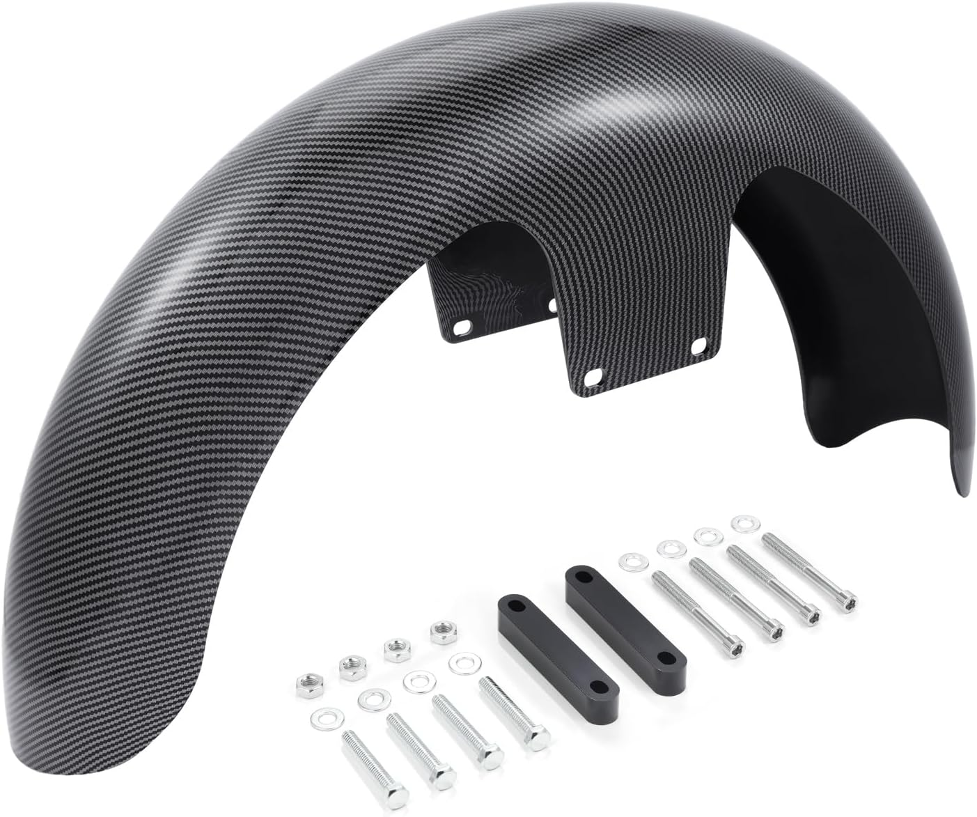 19 Inch Wrap Front Fender Motorcycle Front Mudguard for Harley Davidson Touring Electra Glide Road King Road Glide Road Street Glide, Carbon-Fiber-Like ABS Plastic