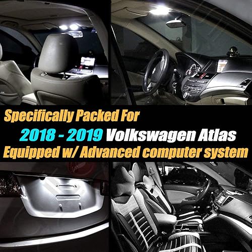 Miniatura 2 de Canbus - Kit de luces LED para interior de automóvil, 16 unidades, sin errores, 6000 K, compatible con Volkswagen Atlas 2018-2019 equipado con