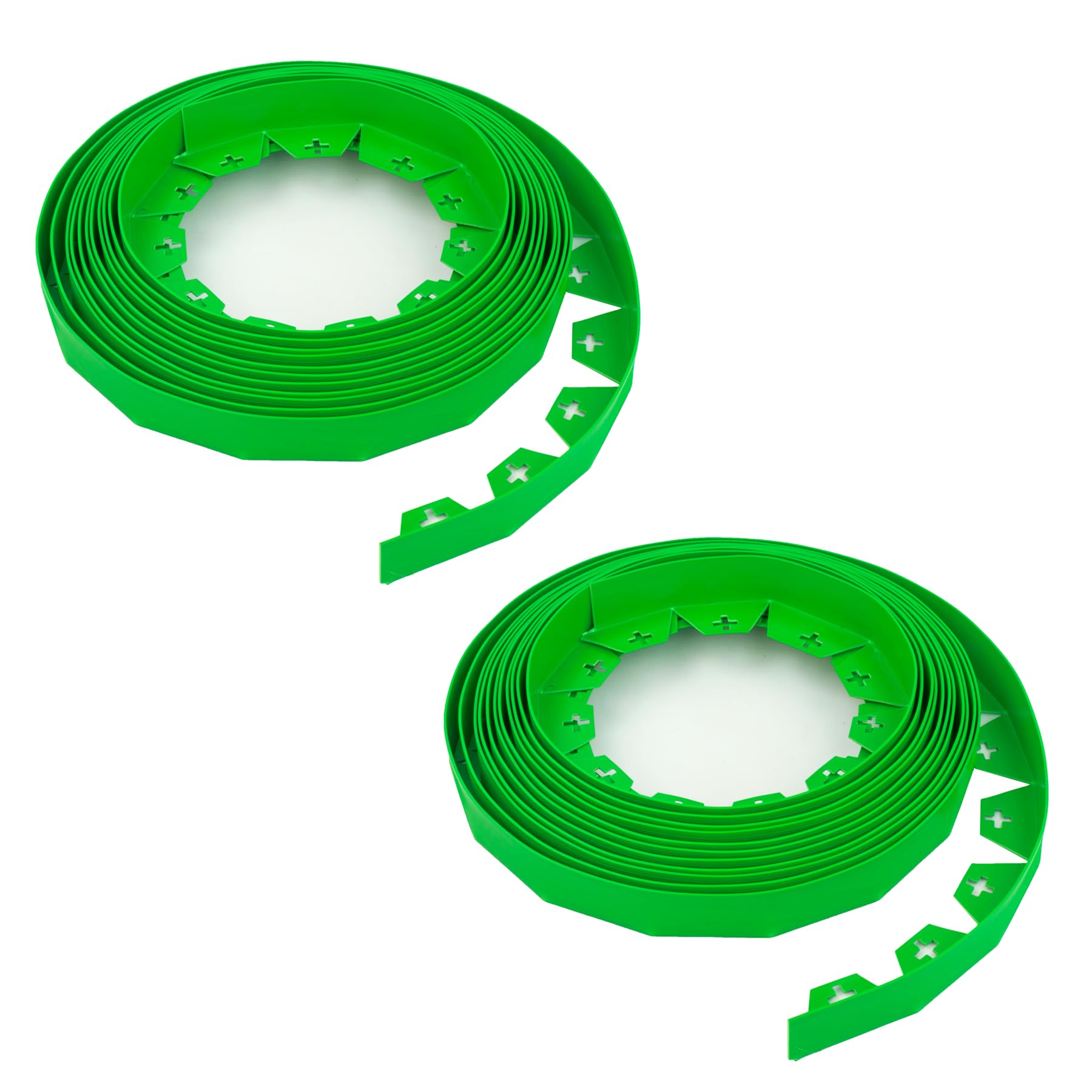 KCT Green 20 Metre Flexible Plastic Lawn Edging Garden Path Edge with 80 Ground Securing Pegs - 3.7cm High Grass Border