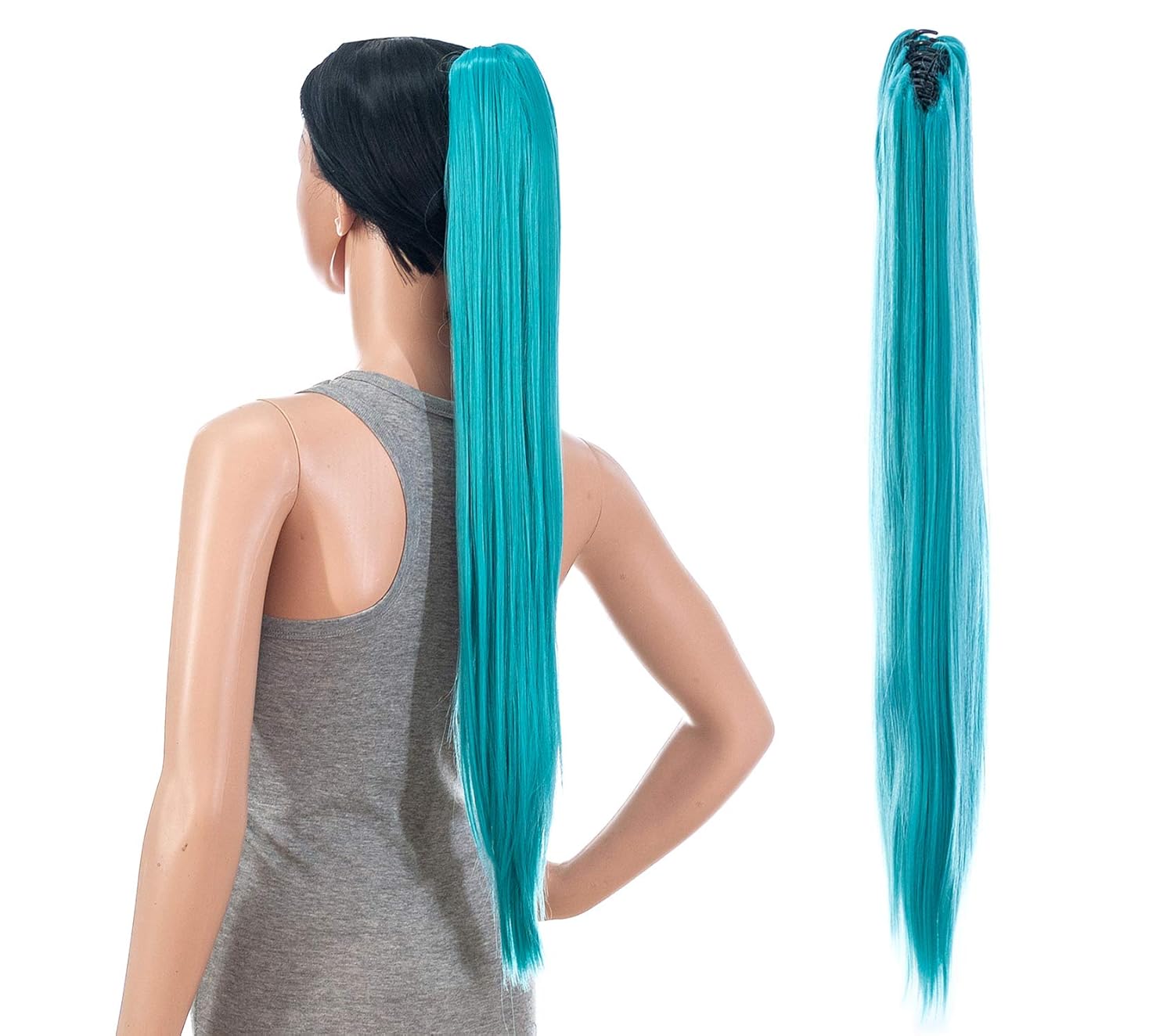 SWACC 28Inch Long Straight Claw Clip Ponytail Extensions