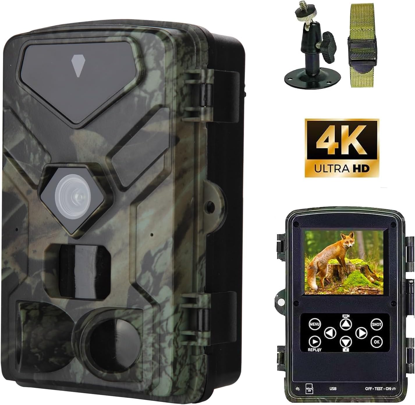 Camara Fototrampeo 50MP 4K HD, Camara de Caza Nocturna IR 850 NM, Cámaras Fototrampeo Captura Fotográfica 0,2 S, Impermeable IP65, Cámara de Caza Tarjeta de Memoria No Incluida. (HC883A)