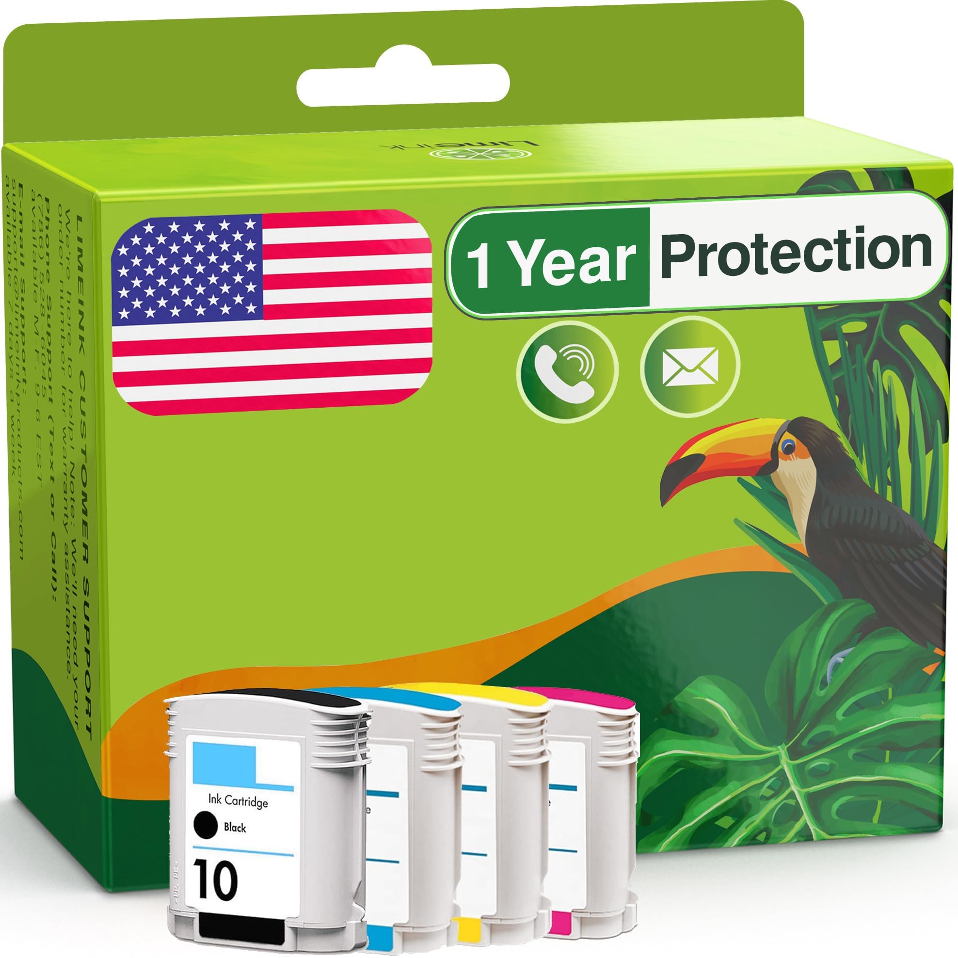 Limeink Compatible Ink Cartridge Replacement for HP 82 Ink for HP Designjet 500 10 Black Designjet 800ps 800 10 C4844a 82 Cartridge - 4pk