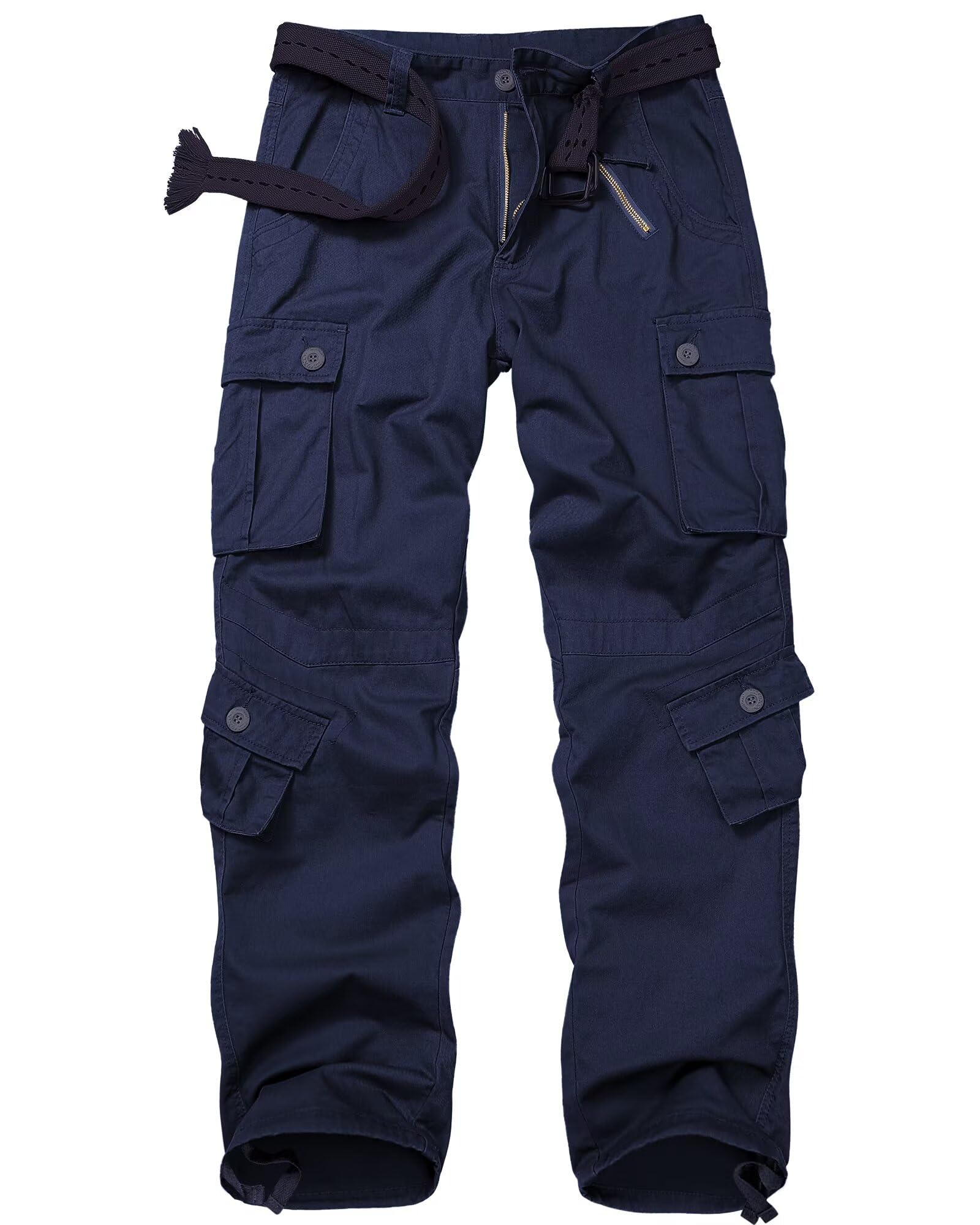 Vatinnt Men's Royal Blue Cargo Trousers Combat Camo Trousers 3357 36