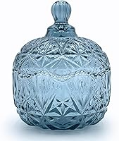 Vista 65 de Colorful Crystal Glass Candy Snack Barrel Storage Jar Embossed Luxury Cookie Buffet Canister With Lids Jewelry Box Jar Biscuit Containers