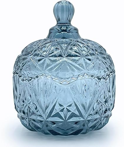 Vista 65 de Colorful Crystal Glass Candy Snack Barrel Storage Jar Embossed Luxury Cookie Buffet Canister With Lids Jewelry Box Jar Biscuit Containers