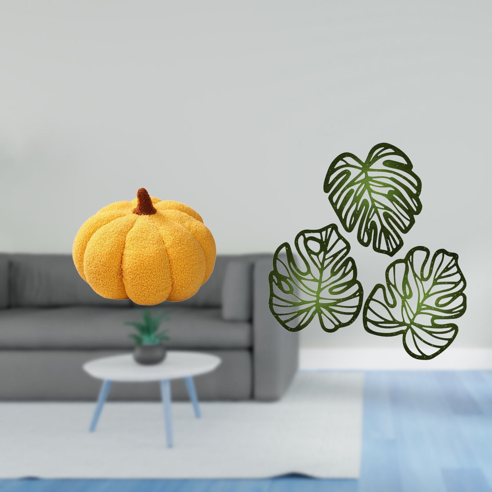Halloween Pumpkin Palm Leaves Plush Sofa Cushion Decorative Bed Room Jungle Art Creative Wooden Ornament for Bedroom Bathroom TV Background Decor|Home & Garden| Home D?©cor| Pillows-image-14