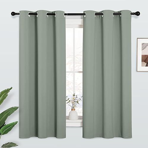 Miniatura 22 de KGORGE - Cortinas opacas grises para dormitorio 2 paneles, 42 x 63 pulgadas con ojales, cortinas de oscurecimiento de habitación con aislamiento