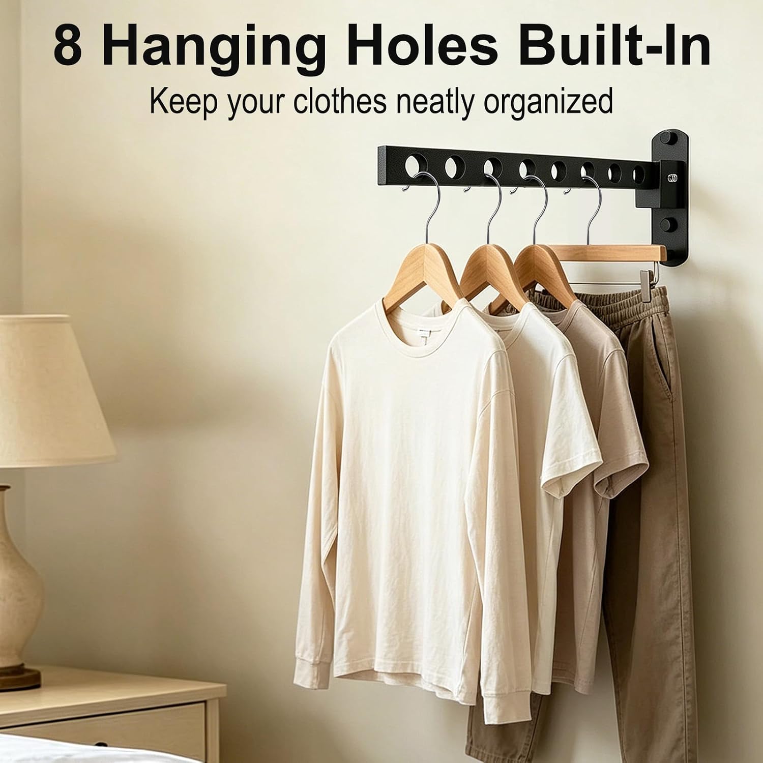 Wall Mounted Clothes Drying Rack, Space Saver, Easy Install, 1 Pcs