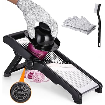 Mandolin Vegetable Slicer 5-in-1 Adjustable Stainless Steel Vegetable | Multifunctional vegetable slicer stainless steel slic
