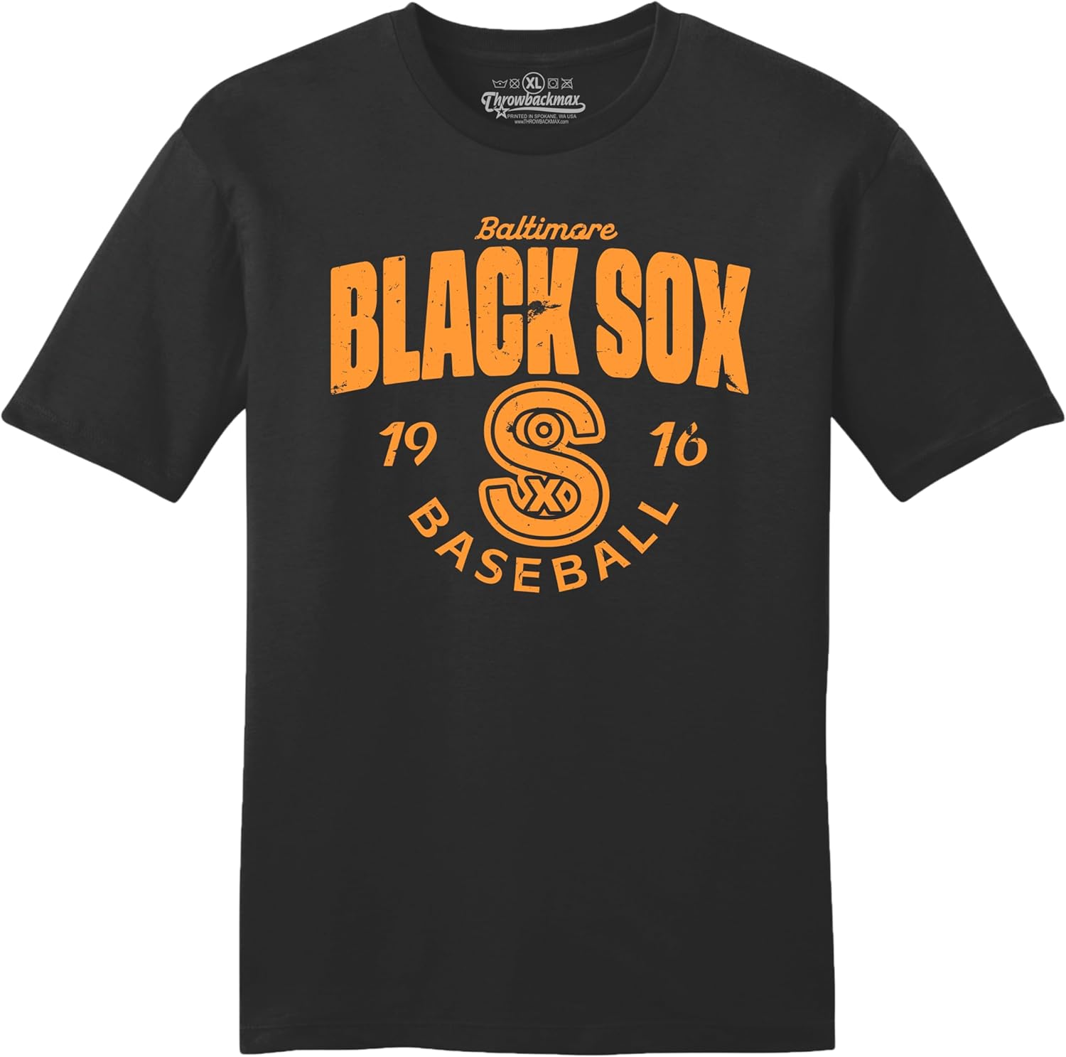 Baltimore Black Sox 1916 Baseball Classic Cut, Short Sleeve Black Tee Shirt