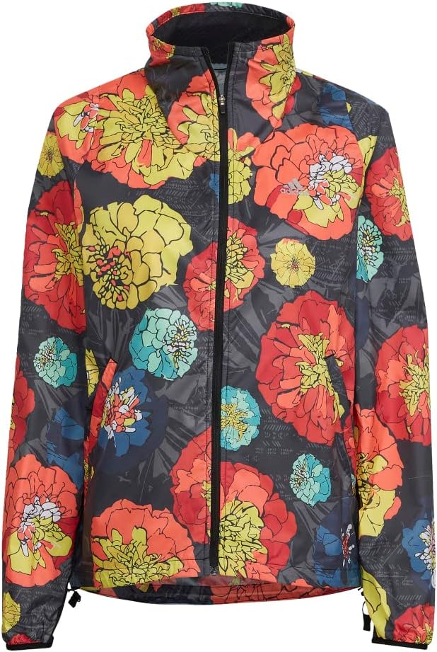adidas,RUN FAST FLOWER RUNNING JACKET,black,M/M, Black, Medium