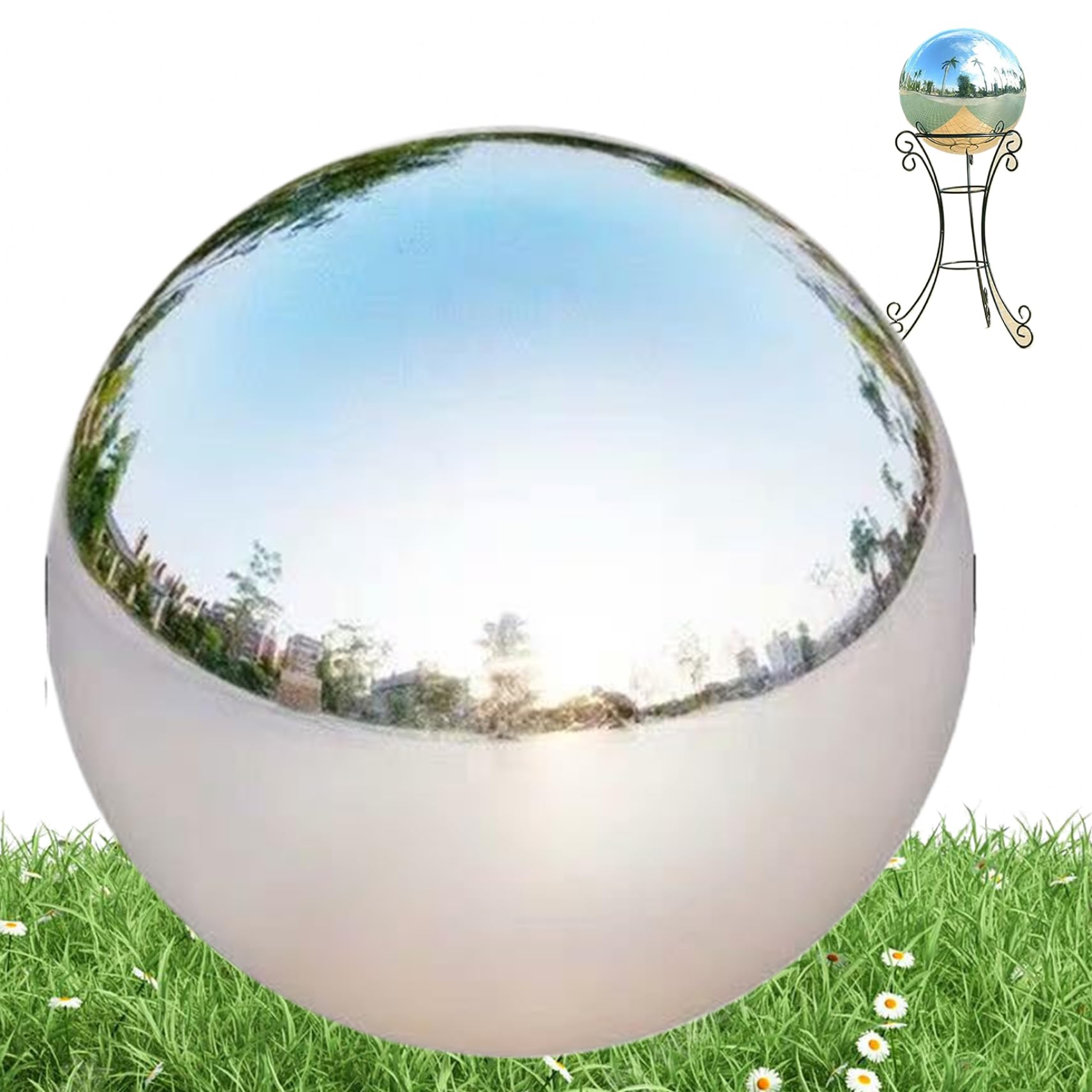 Boule de contemplation extérieure grand globe de jardin acier inoxydable et décoration pelouse