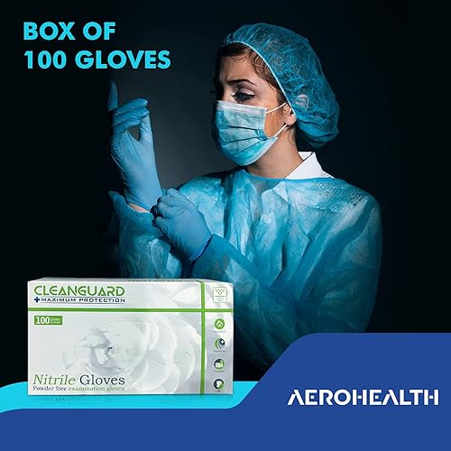 Miniatura 7 de Blue Cleanguard - Guantes de examen médico de nitrilo, 100 unidades, desechables y no estériles para atención médica, manipulación de alimentos y