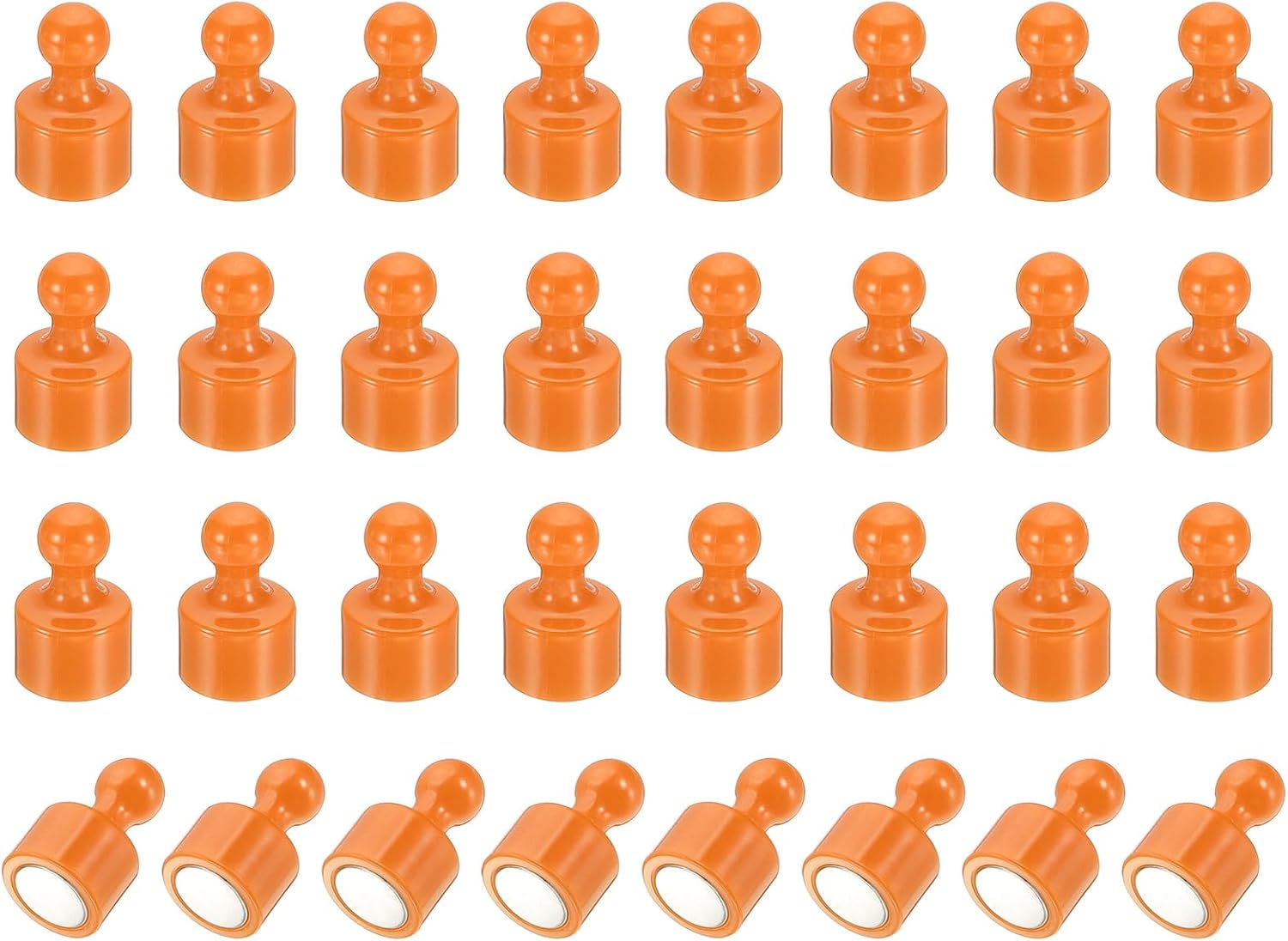 PATIKIL 32pcs Magnets Push Pins, 0.8x0.5 Strong Fridge Magnets Magnetic Whiteboard Decorative Thumbtacks for Refrigerator Locker Calendar Office, Orange