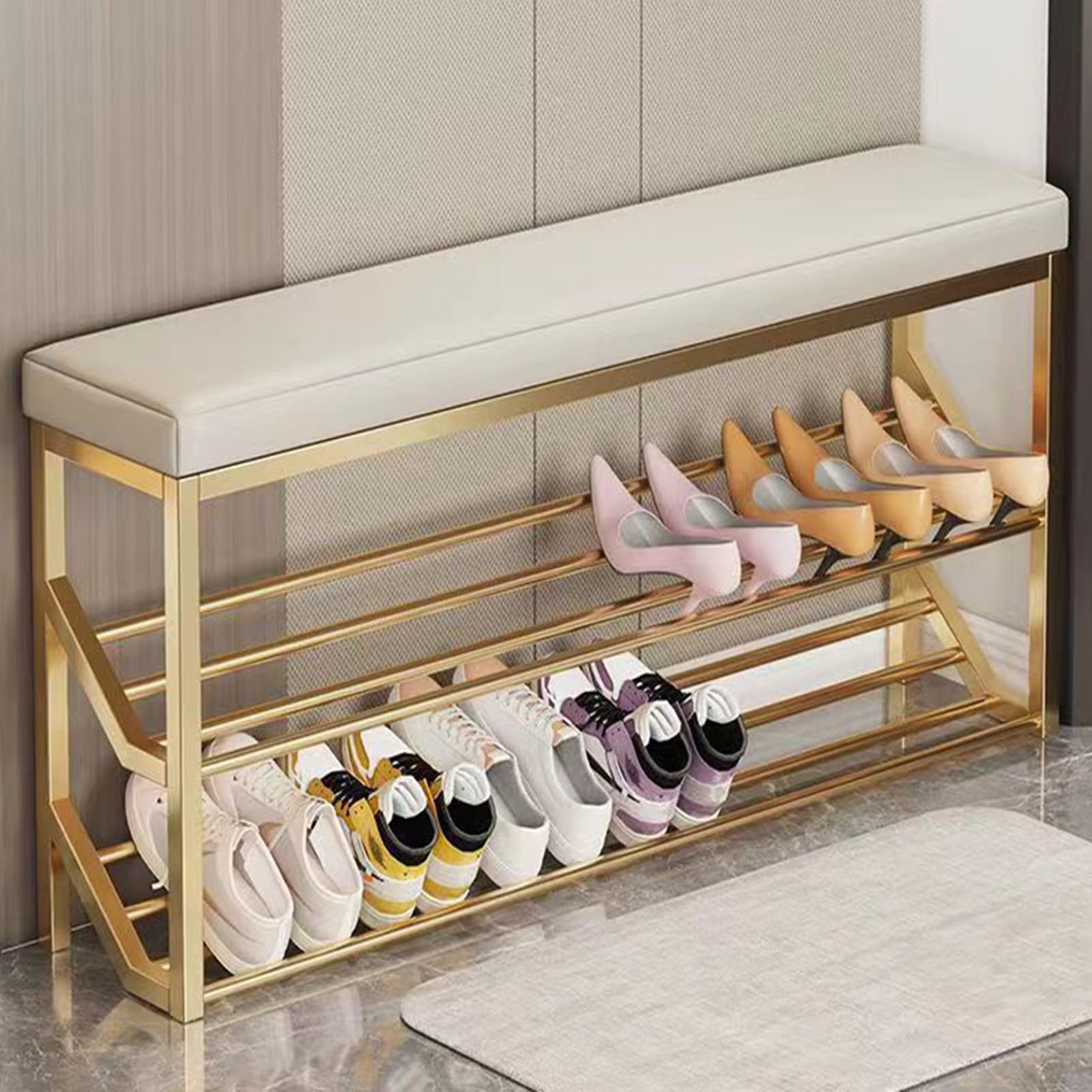 Banc de rangement à chaussures 80cm avec assise rembourrée