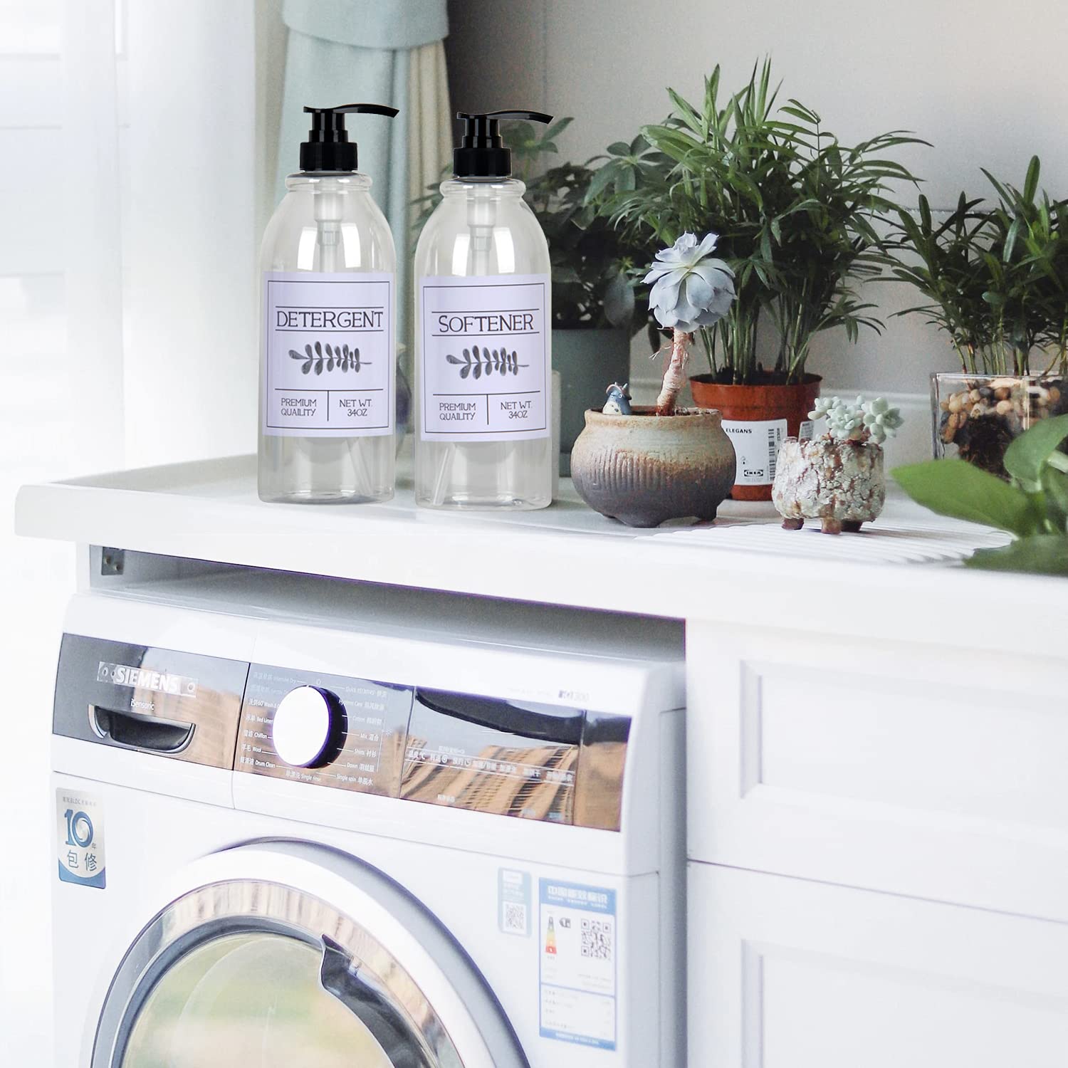 PJHOME Laundry Dispenser Liquid Detergent and Fabric Softener Container