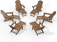 Vista 63 de YEFU Juego de 4 sillas Adirondack ajustables con reposapiés, sillas Adirondack ajustables de 5 niveles con otomana retráctil y 2 portavasos, sillas