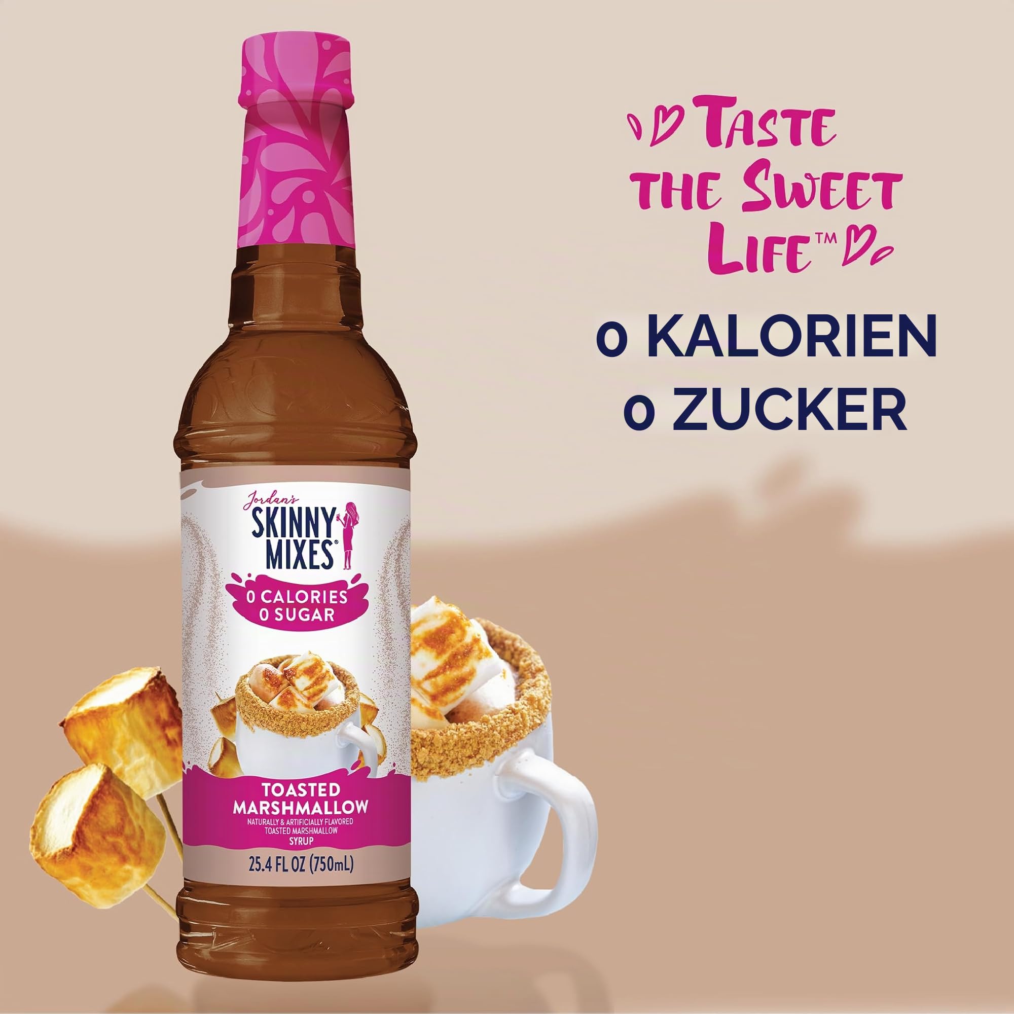 Jordan's Skinny Mixes Zuckerfreier Kaffeesirup, gerösteter Marshmallow-Kaffeearoma, kalorienfreie Getränkemischung, Latte, Backen, Protein-Shake oder Cocktail, Milch- und Glutenfrei, koscher, 70 ml