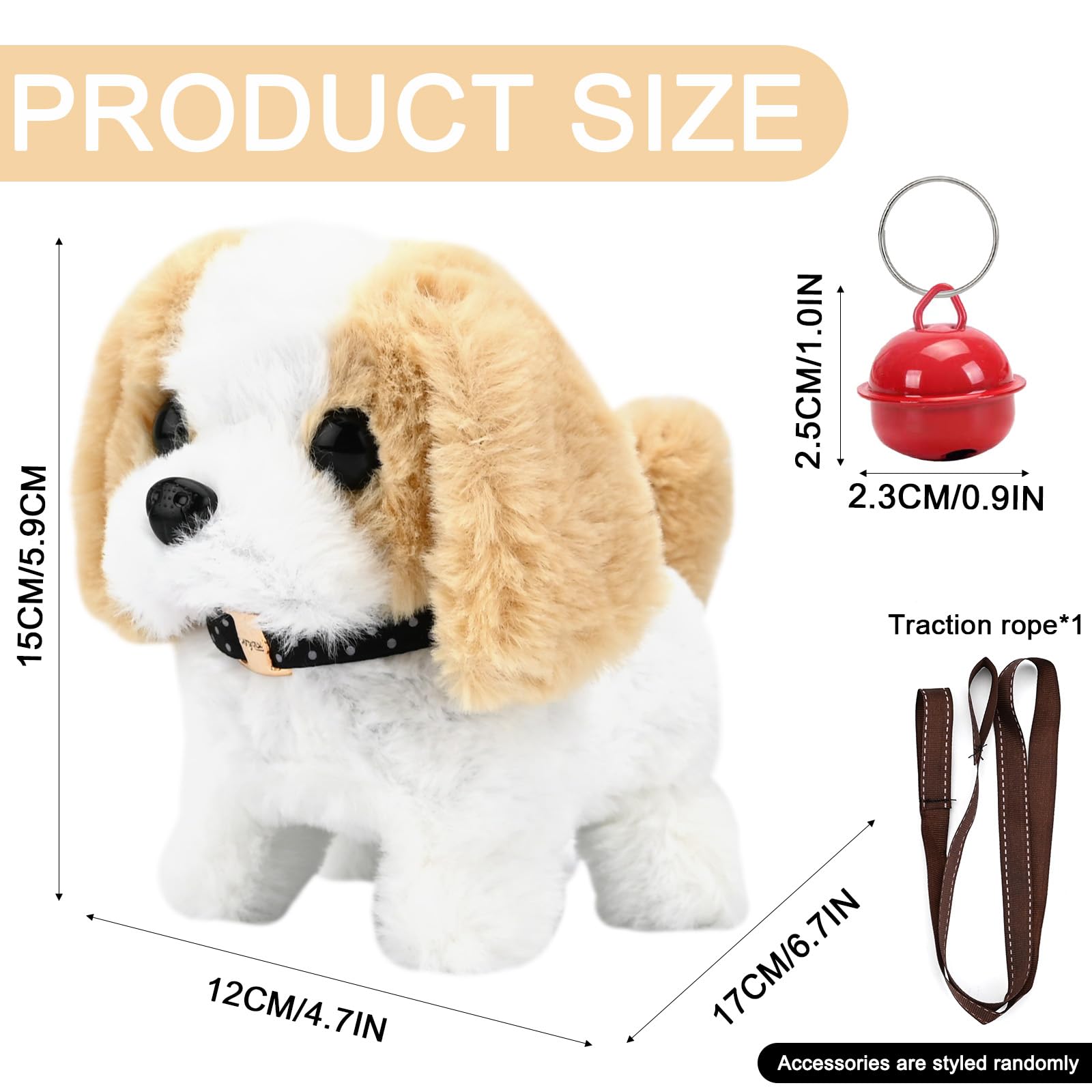 Toy Dogs for Kids Plush Brown Labrador Toy Electronic Interactive Plush Dog Toys for 1-6 Year Old Kids Simulation Pet Dog Walking Nod Barking Wagging Tail Puppy Educational Toys for Boys Girls (DD) - Image 2