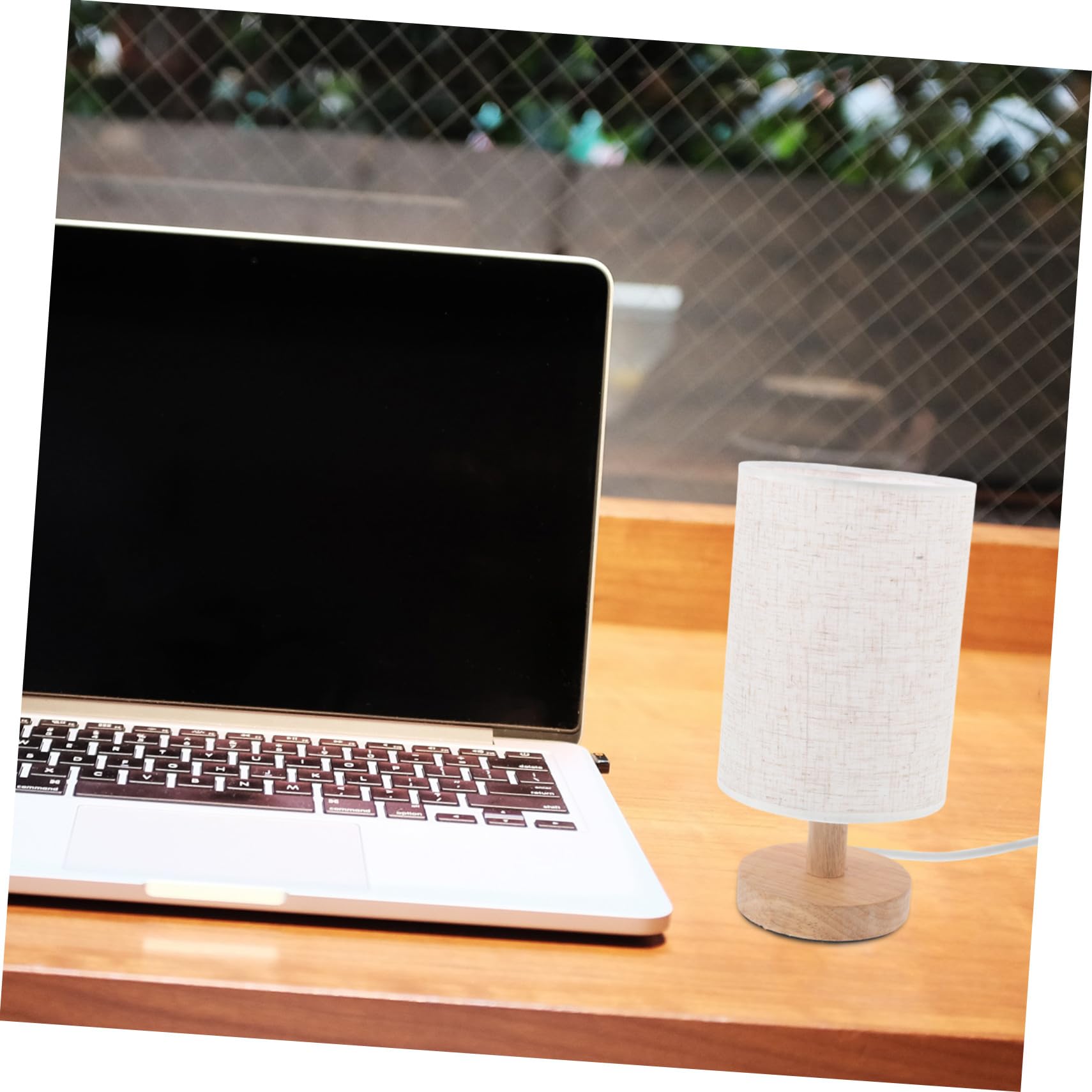 Lampada da Tavolo in Legno Massello 2 Pezzi Stile Nordico Retrò Tessuto e Metallo, Realizzazione Manuale DIY per Decorazione Casa e Luce Calda da Comodino