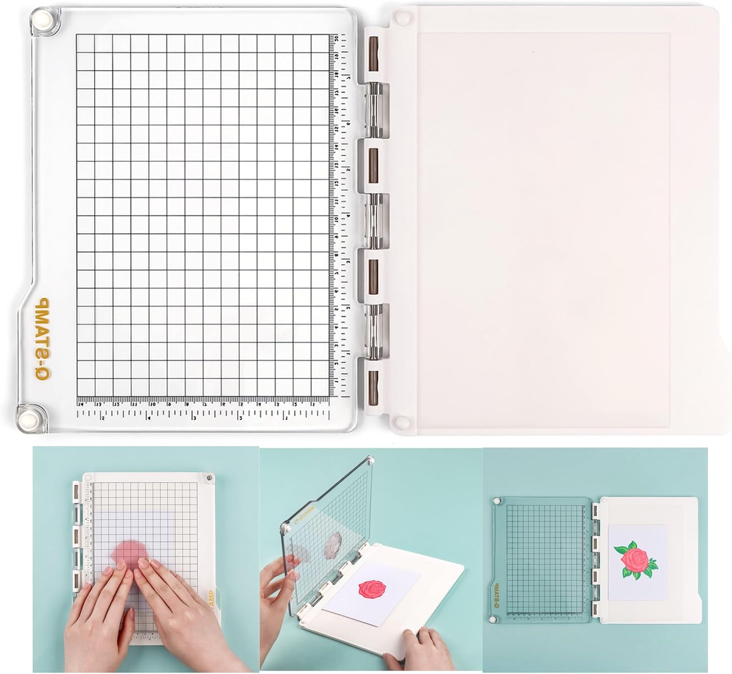 BAOFALI 9.3x8inch Precise Stamp Platform with Grid Lines Grip Matfor Accurate Craft Stamping; Perfect Stamp Positioning Tool Card Making Supplies Scrapbook Paper Craft Stamping Tool