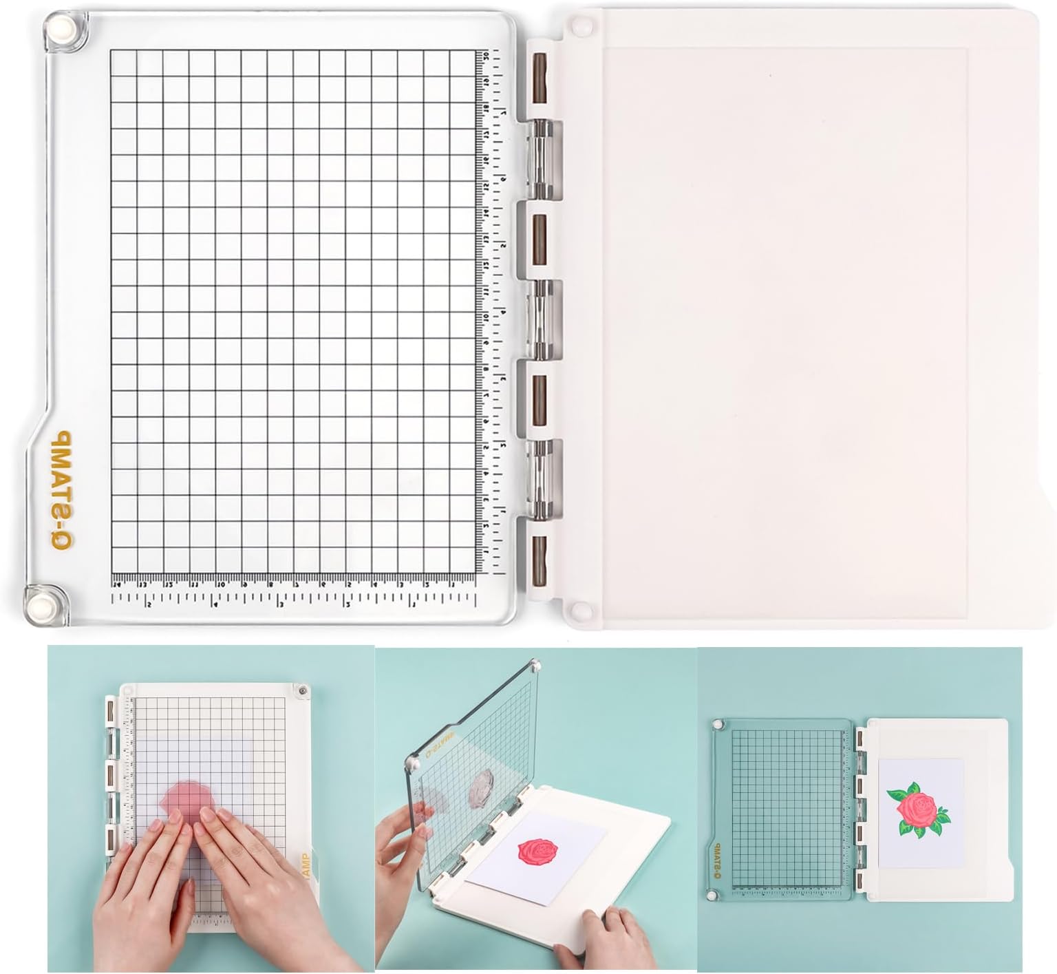 BAOFALI 9.3x8inch Precise Stamp Platform with Grid Lines Grip Matfor Accurate Craft Stamping; Perfect Stamp Positioning Tool Card Making Supplies Scrapbook Paper Craft Stamping Tool