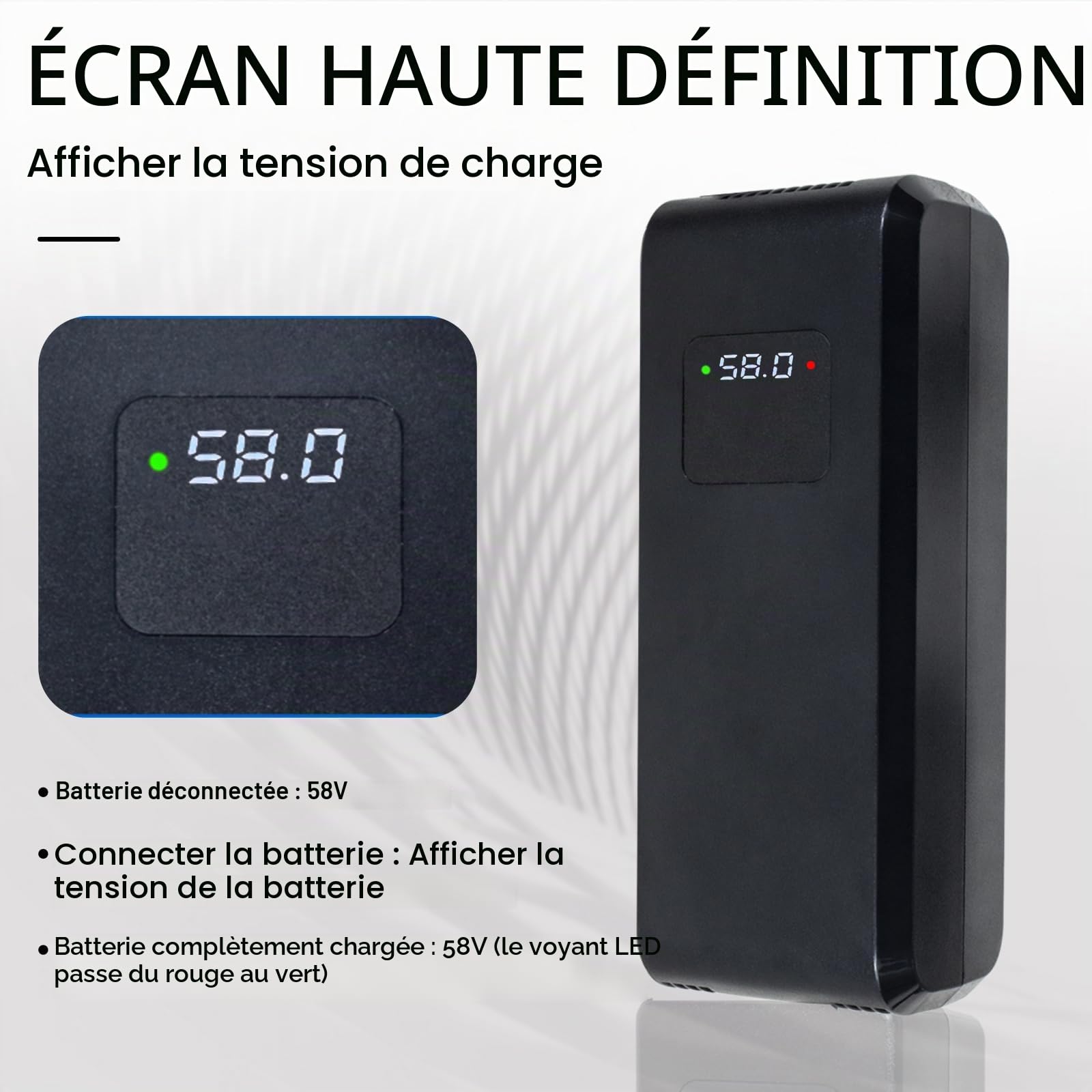 Chargeur de batterie au plomb acide 48 V 4 A, chargeur intelligent avec écran de tension en temps réel pour scooter de mobilité et fauteuil roulant, charge sûre (connecteur à 3 broches type PC)