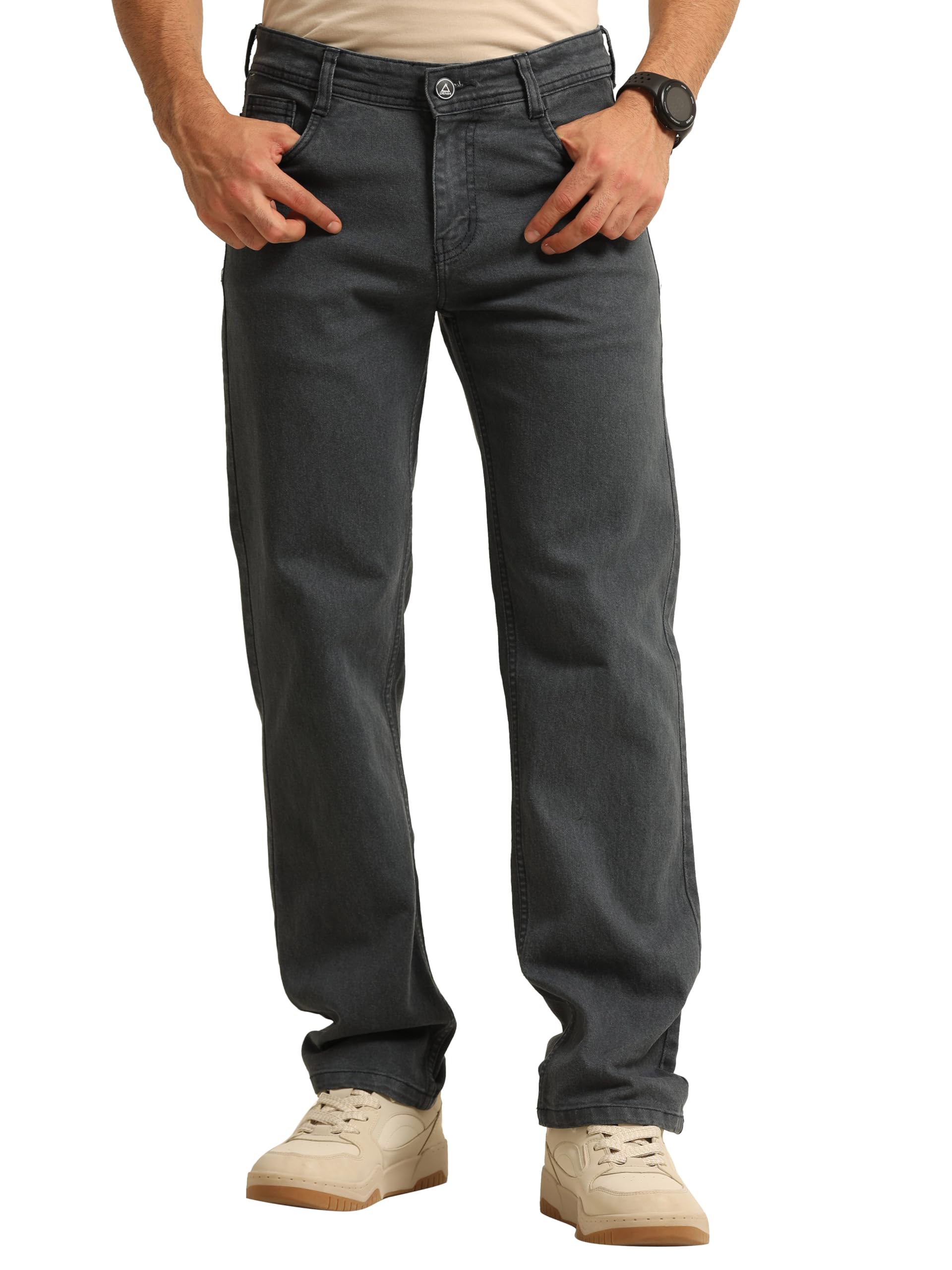 bushirt Men’s Straight Fit Jeans for Men | 100% Cotton Non Stretch Denim Pant | Mid Rise Regular Fit Casual Wear Jeans | Classic 5 Pocket Button Closure | Durable Everyday Denim Jeans-picture-25