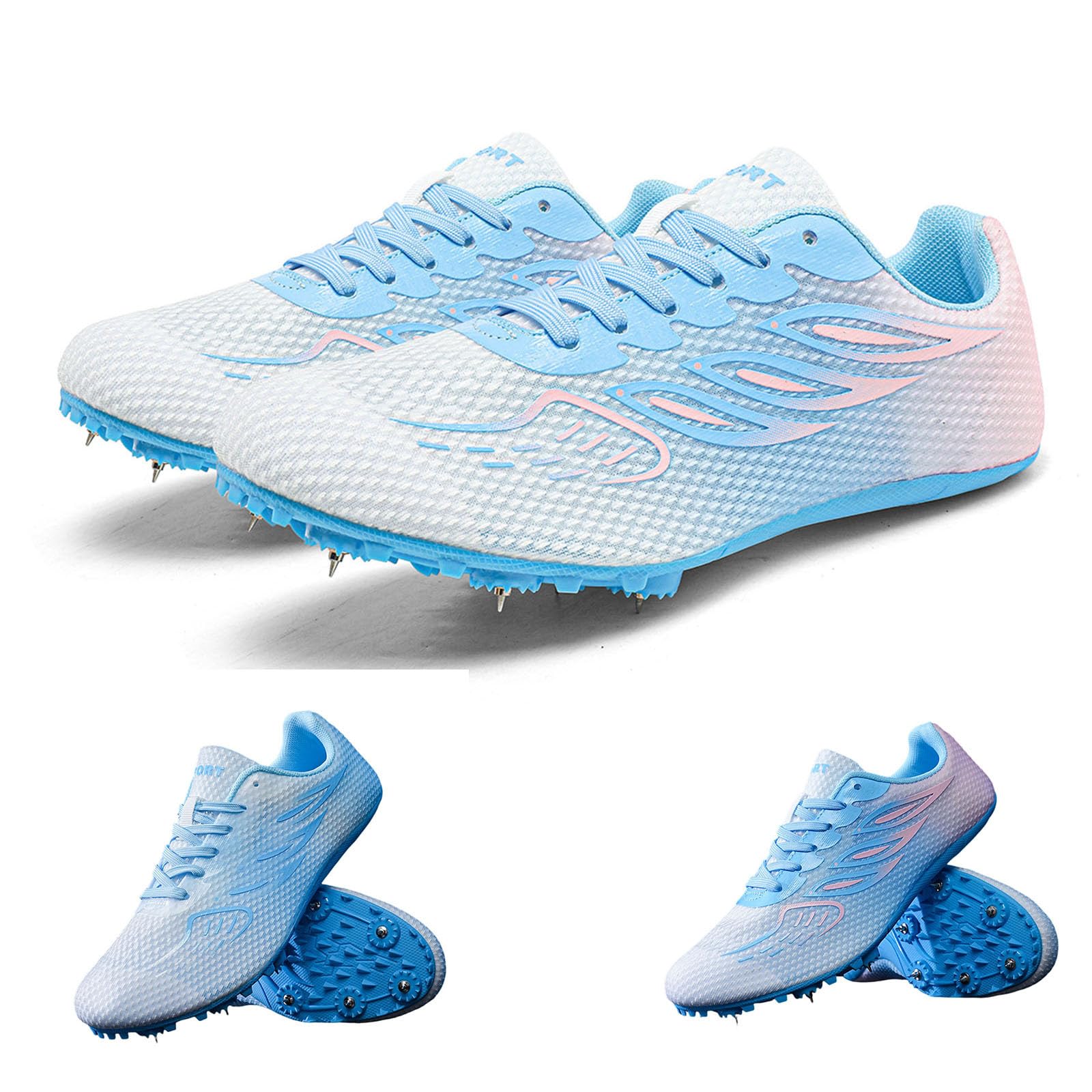 Zapatos de atletismo para hombre y mujer, ligeros, antideslizantes, zapatos de sprint transpirables, cómodos, zapatillas de correr para niños y niñas, zapatos deportivos para correr al aire
