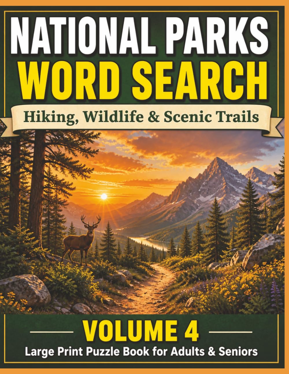 NATIONAL PARKS WORD SEARCH HIKING, WILDLIFE & SCENIC TRAILS - VOLUME 4: LARGE PRINT PUZZLE BOOK FOR ADULTS & SENIORS | RELAXING NATURE - THEMED WORD SEARCHES HOURS OF FUN