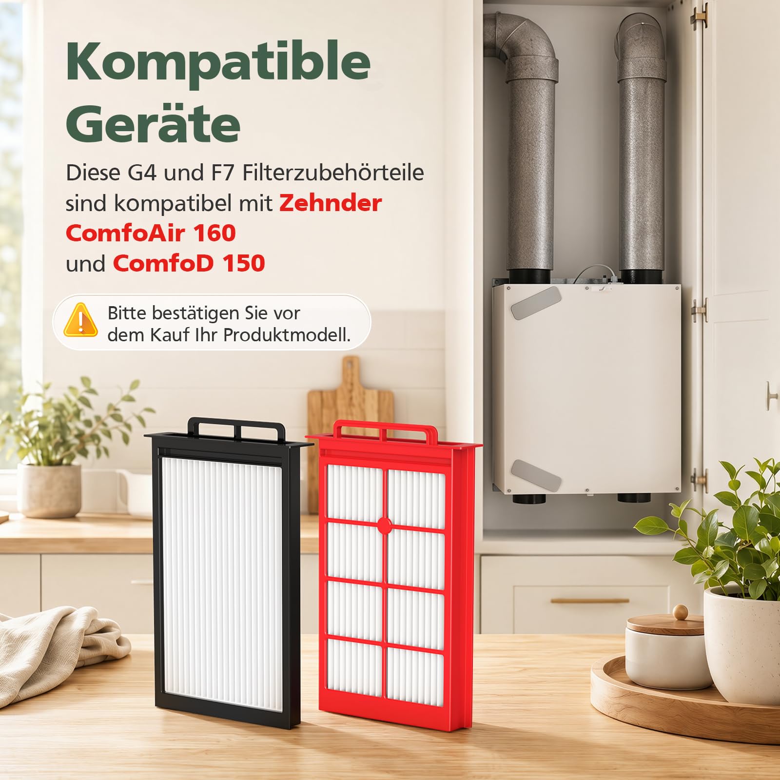 Filtro di ricambio per Zehnder ComfoAir 160 G4 / F7, set di filtri di ricambio per ventilatore ComfoAir 160 (2 confezioni)
