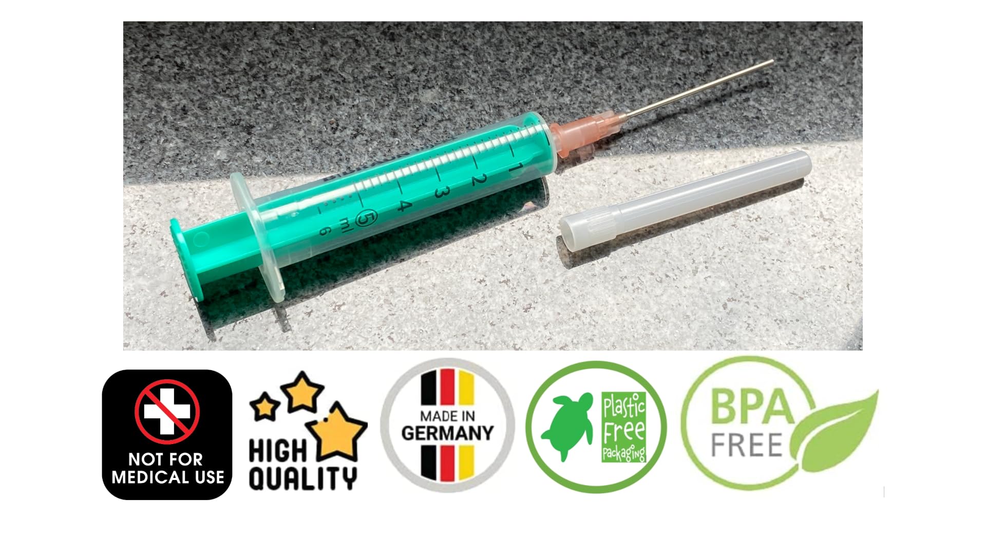 AE-GLAS Kit seringue de Laboratoire seringue avec Aiguille émoussée  Différentes Tailles pour E-Liquid Aroma Hobby et Bricolage, Chlorure de  polyvinyle Polyéthylène (pièce 1x 5ml) : Amazon.fr: Commerce, Industrie et  Science