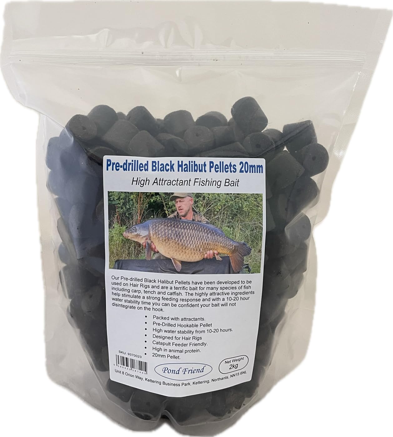 Pond Friend Pre Drilled Black Halibut Carp Fishing Bait 20mm 2kg