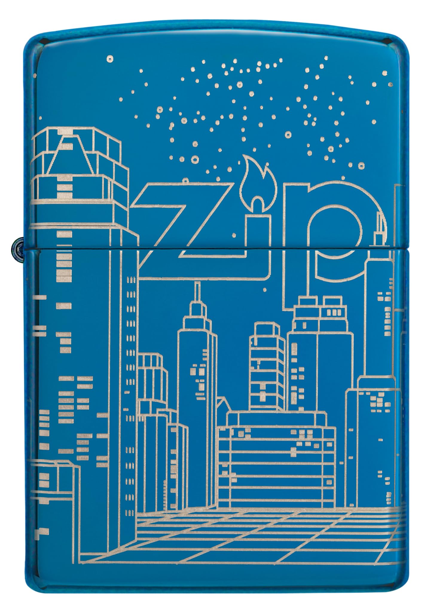 Zippo Sturmfeuerzeug Skyscraper High Polish Blue Laser 360° Nachfüllbar Windfest Made in USA