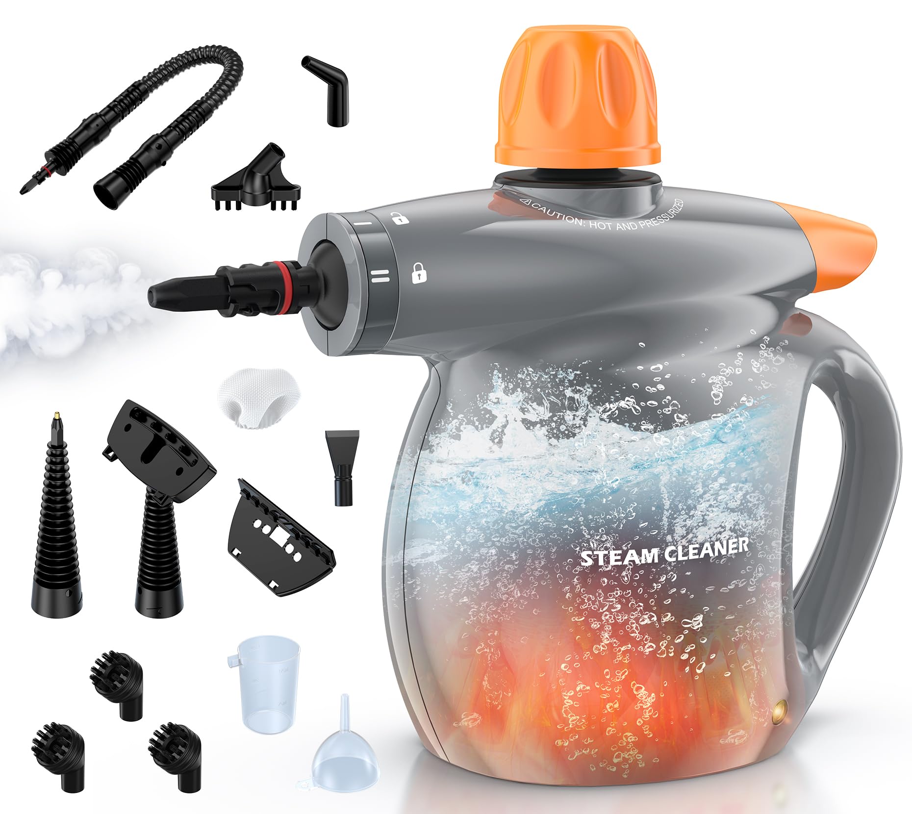 Pressurized Handheld Steam Cleaner,13Pcs Portable Deep Cleaning Steamer