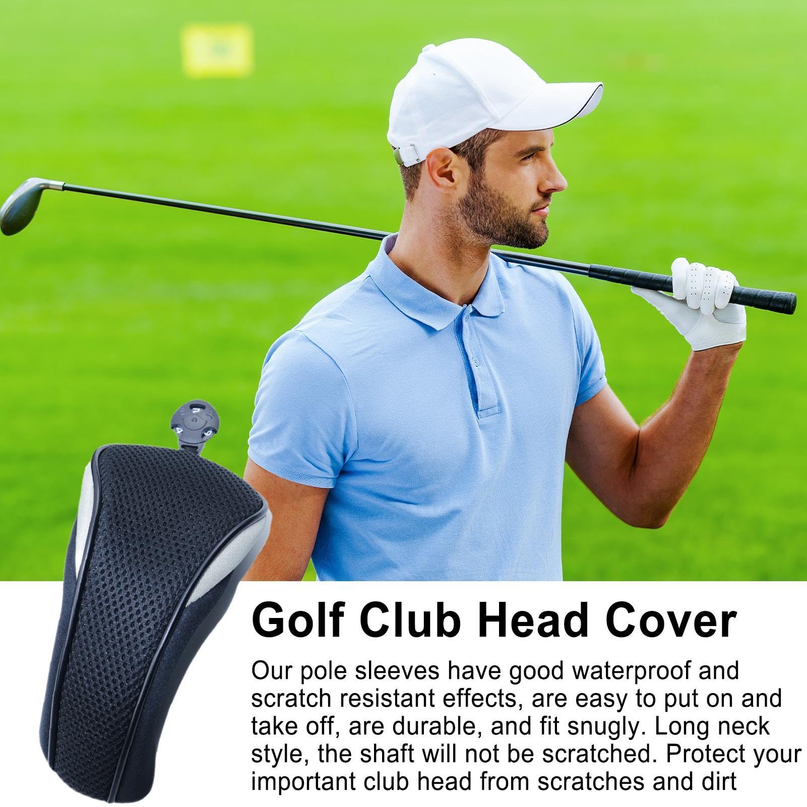 Driver Headcover – Golfschlägerhauben | Wetterbeständige Schlägerhauben | Tragbare Driver & Fairway Schlägerabdeckungen, Hybrid-Holzabdeckungen für Kratzschutz, Golfausrüstungszubehör