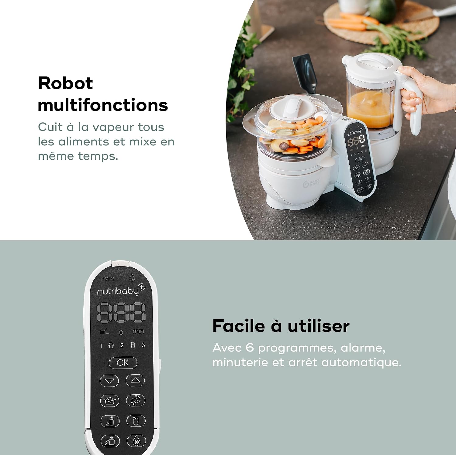 Close-up of the Babymoov Nutribaby(+) control panel