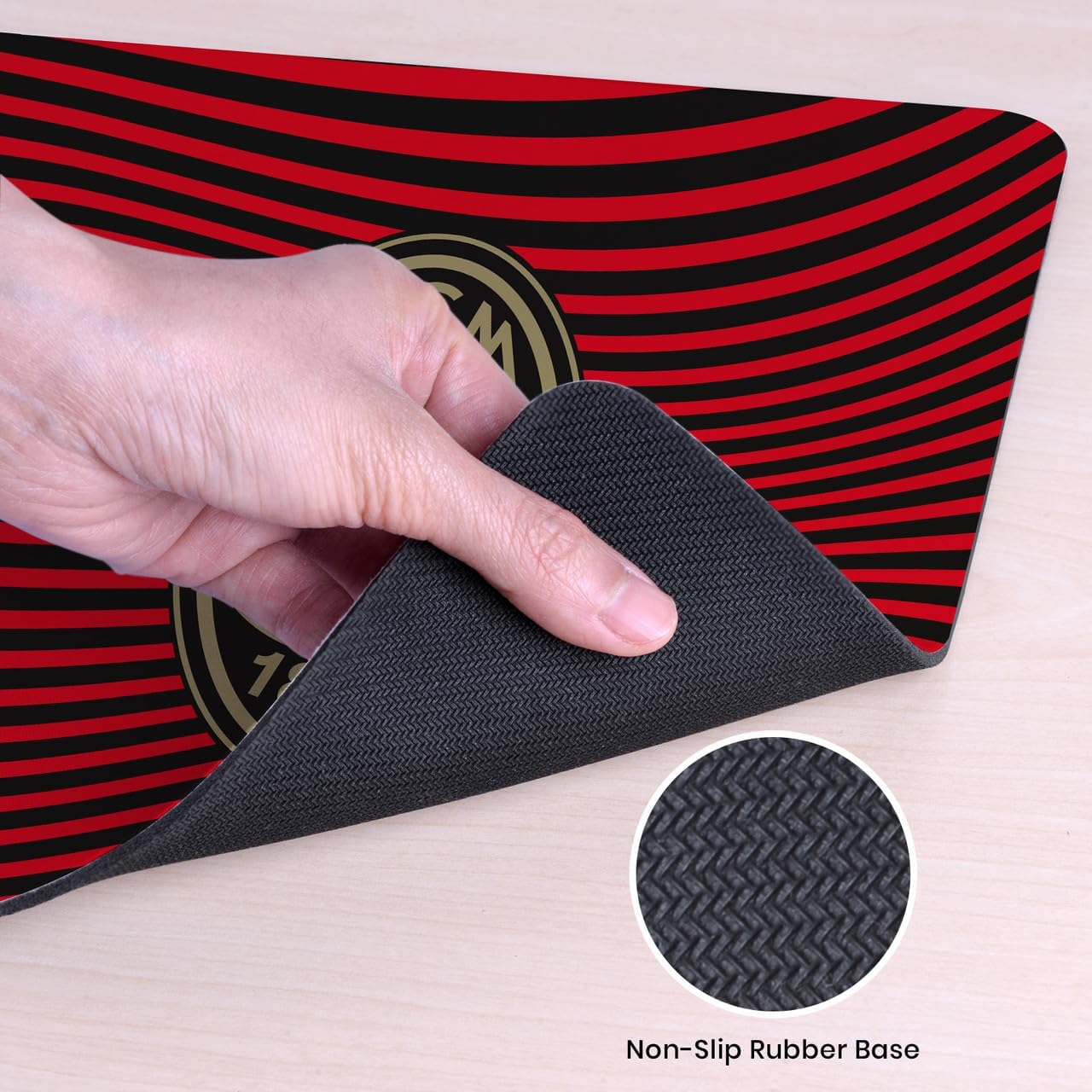 Head Case Designs Officially Licensed AC Milan Red Stripes Crest Logo 9.84 x 11.81 x 0.12 inches (250 x 300 mm) - S Gaming Office Desk PC Keyboard Mouse Mat Pad