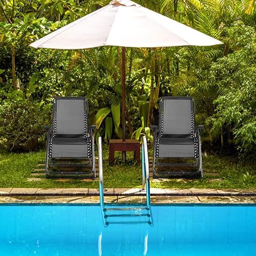 Miniatura 2 de Goplus silla de gravedad cero, silla de descanso con soporte para vasos, tela transpirable, reposacabezas desmontable y cuerdas elásticas