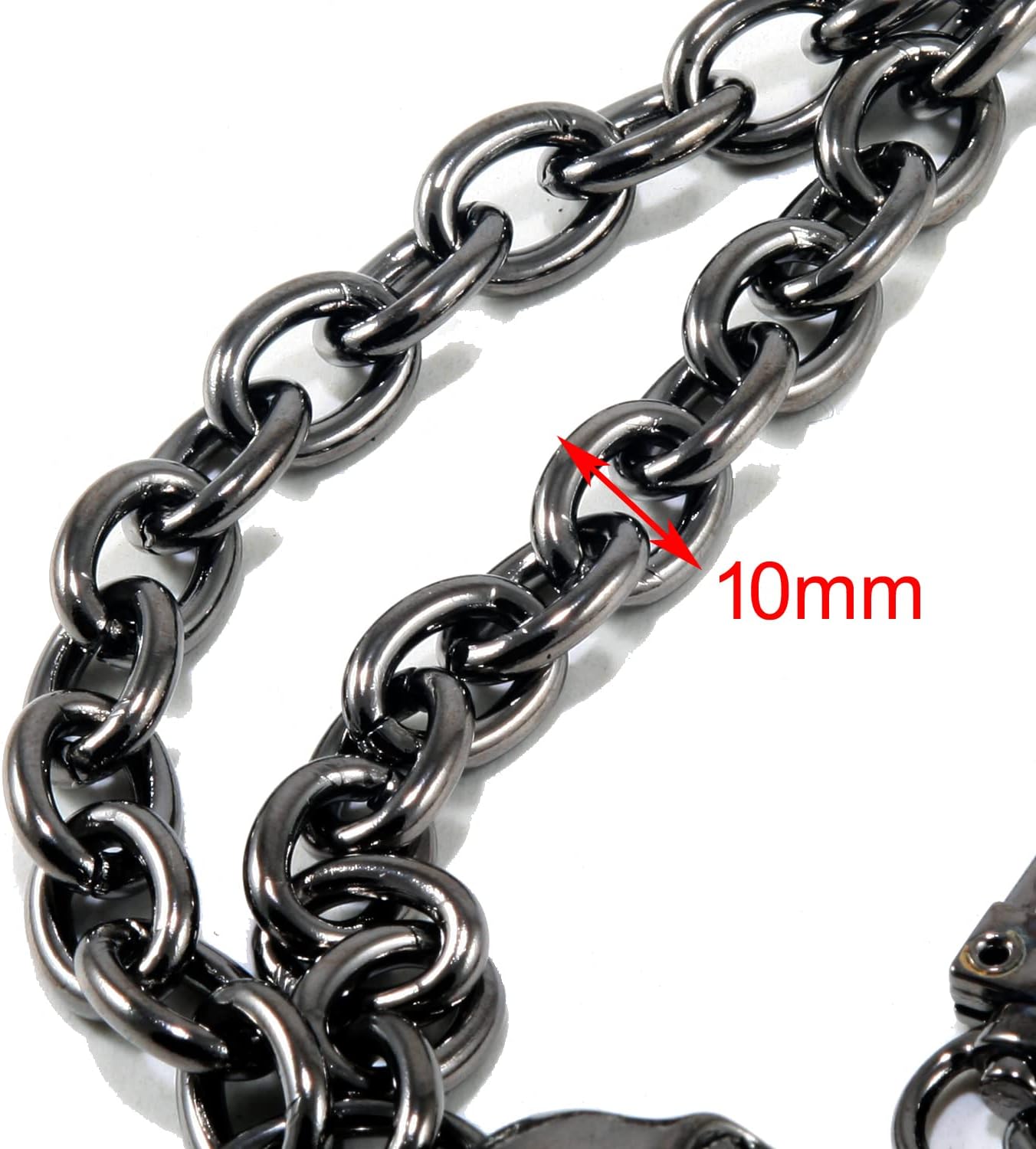 Double K Short Two Skull Biker Trucker Keychain Key Jean Wallet Chain (14") Black CS100BLK