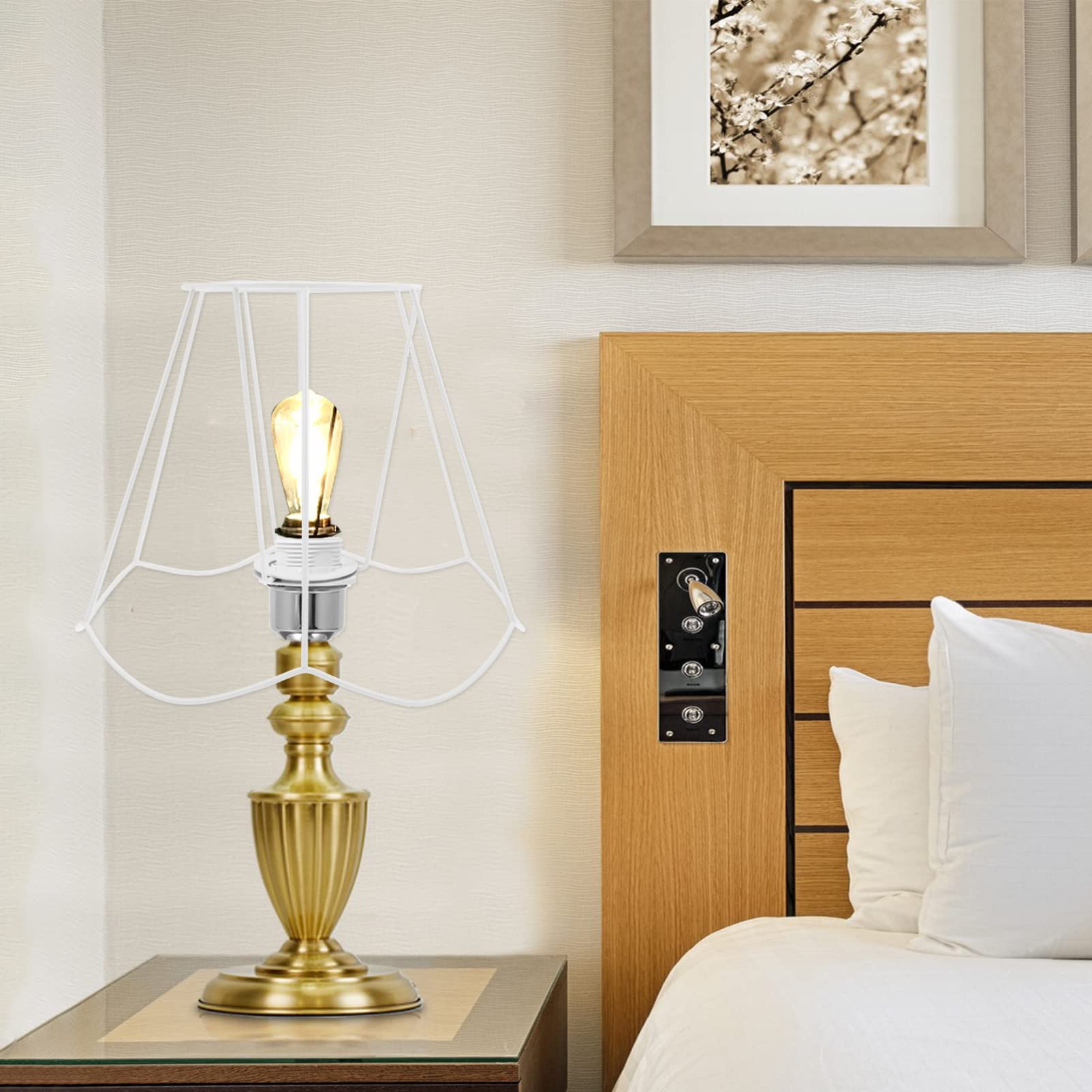 Uonlytech Struttura Paralume in Ferro per Lampada da Tavolo E27, Facile da Installare, Resistente e Adatta a Lampade Fai da Te Design Semplice e Funzionale