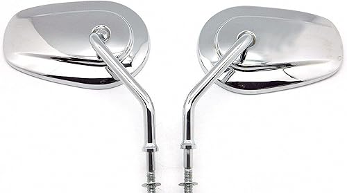 Miniatura 2 de MotorToGo 1 par de espejos cromados CNC de tallo largo compatibles para 1991 Harley-Davidson Low Rider FXRS