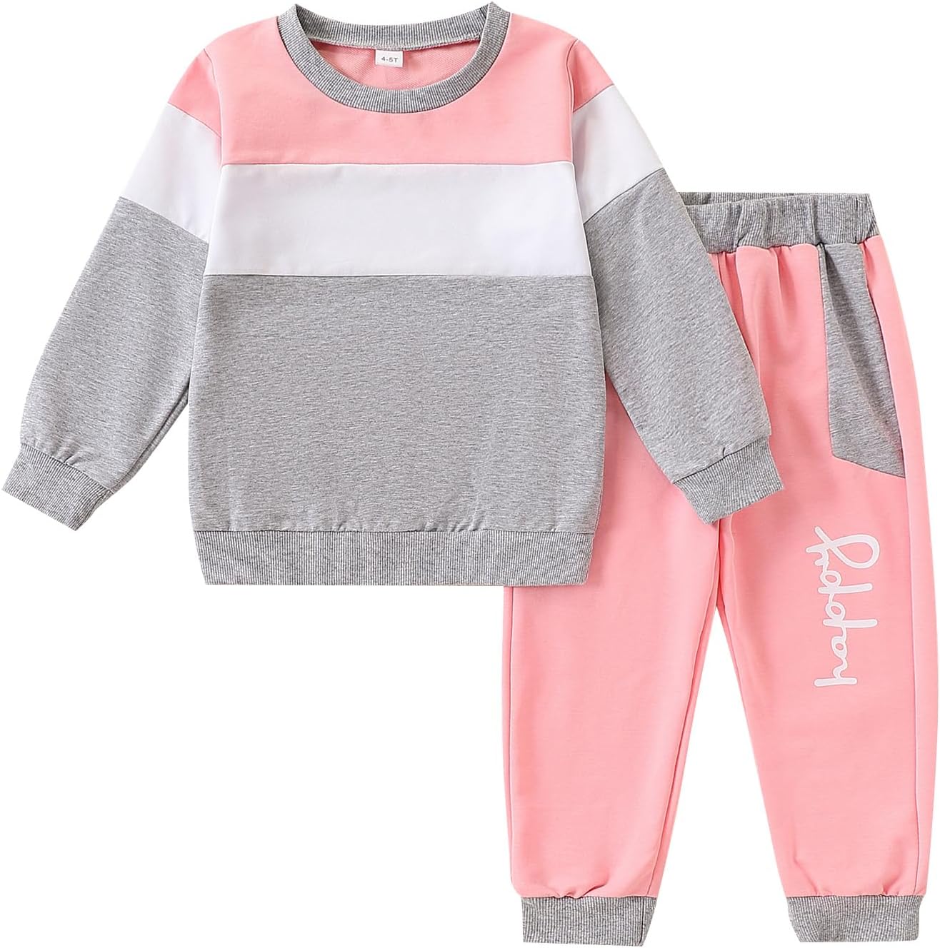 Kids Toddler Girl Clothes Heart Letter Print Long-sleeved round collar top+Letter Print Pants Outfits Set