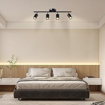 Lightbiz 4 Way LED Ceiling Spotlight, 3 Color Adjustable Kitchen Lights Ceiling Including 4 x GU10 Bulbs, Spot Lights Ceiling with Rotatable Heads, Modern Fixture for Kitchen Living Room Hallway [Energy Class A]