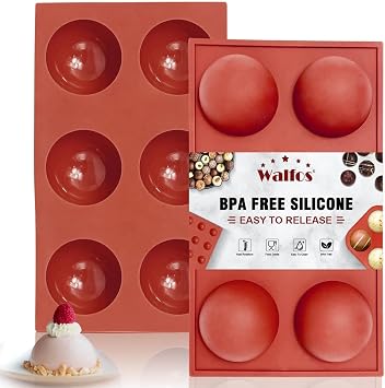 Large 6-Cavity Semi Sphere Silicone Mold, Half Sphere Silicone Baking Molds for Making Chocolate, Cake, Jelly, Dome Mousse 2 Packs