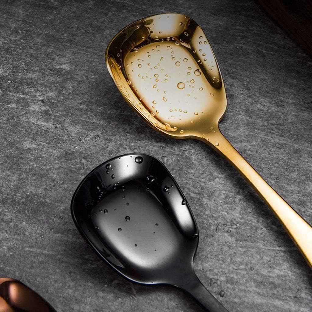 MIUPOO Square Head Spoons, Korean Style Square Spoon,Thick Heavy Stainless Steel Soup Table Dinner Spoons Flat Spoon,7 Inches/18.5 cm,Set of 4,Black